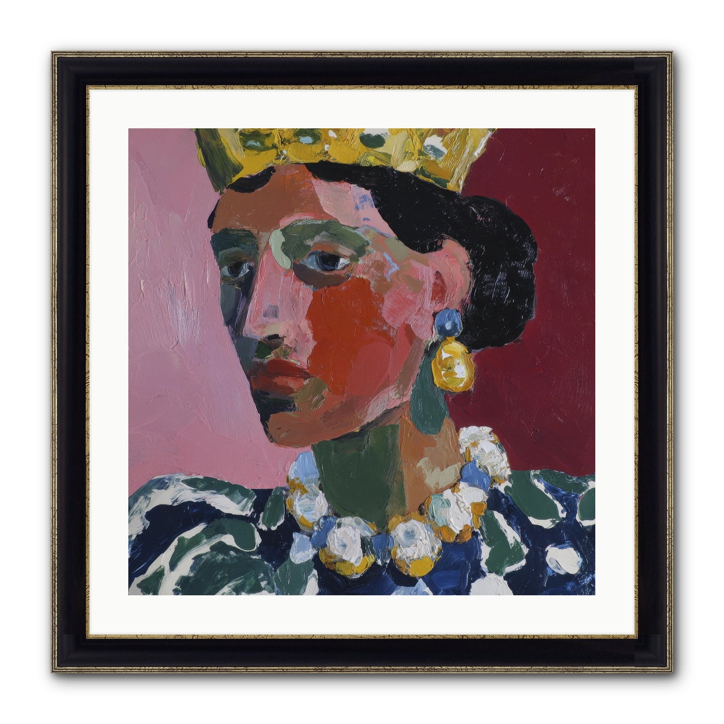 She Wore It All Framed Print - Black & Gold 24x24