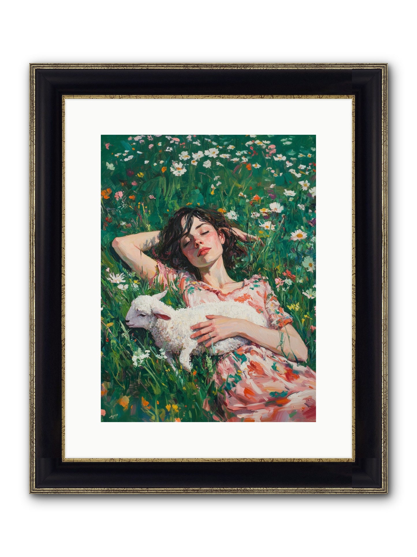 Shepherd's Sweet Hours Framed Print - Black & Gold 12x16