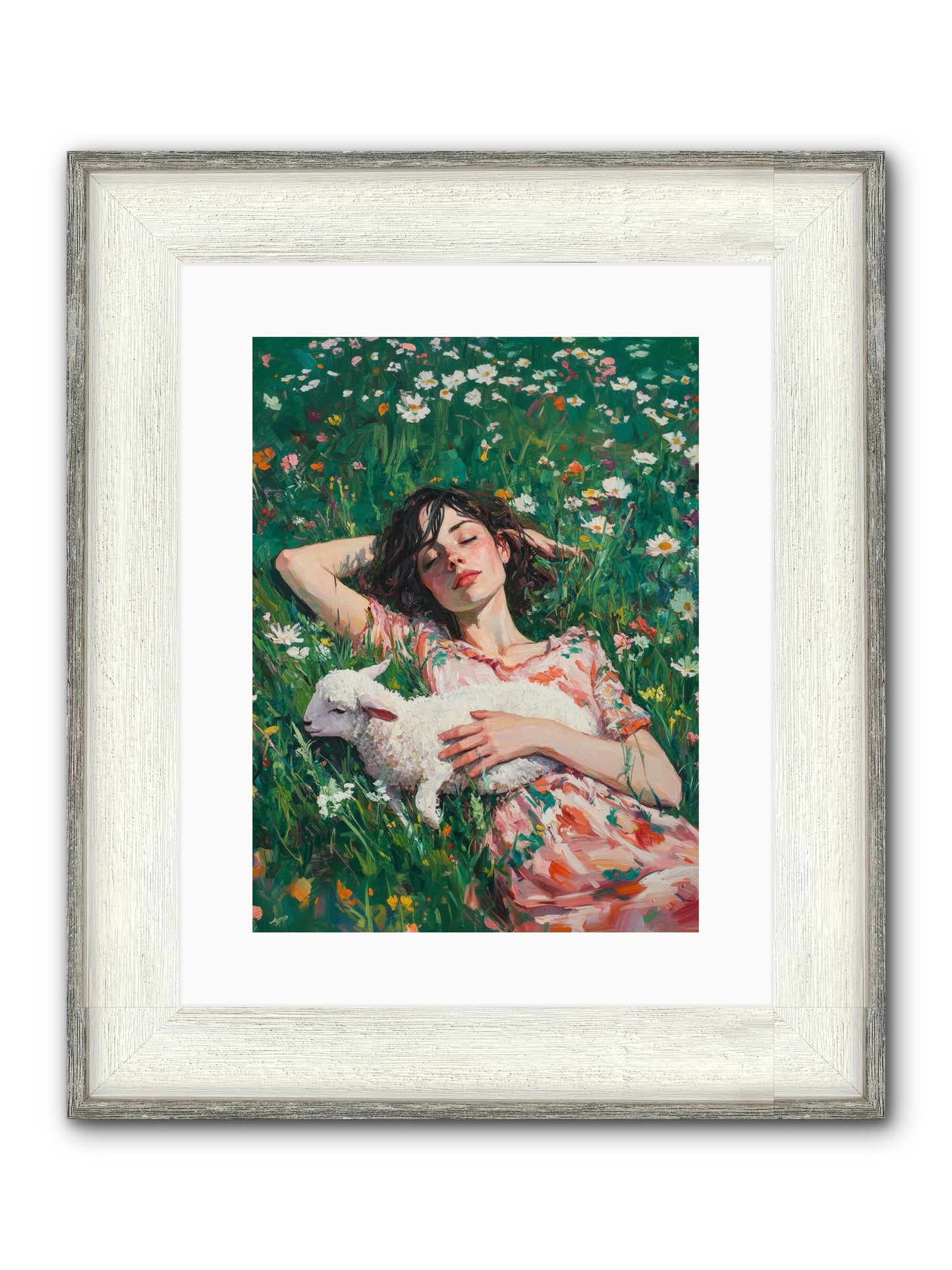 Shepherd's Sweet Hours Framed Print - Driftwood White 12x16