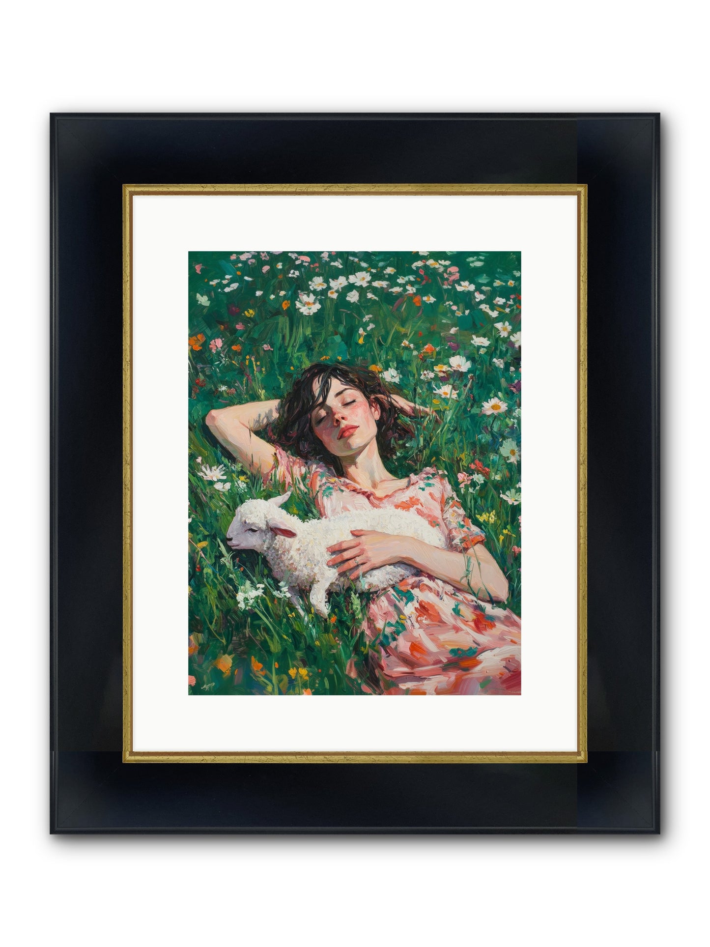 Shepherd's Sweet Hours Framed Print - Wide Black w/Gold 12x16