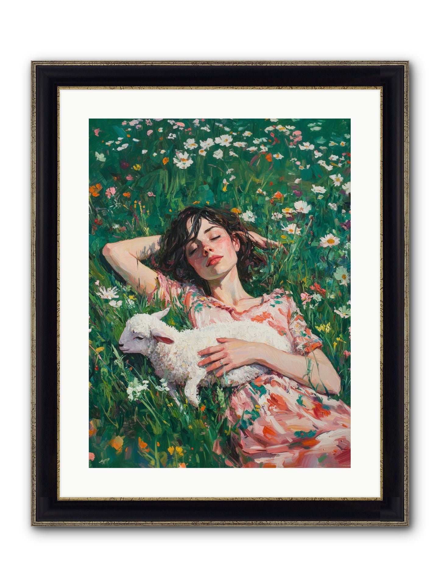 Shepherd's Sweet Hours Framed Print - Black & Gold 18x24