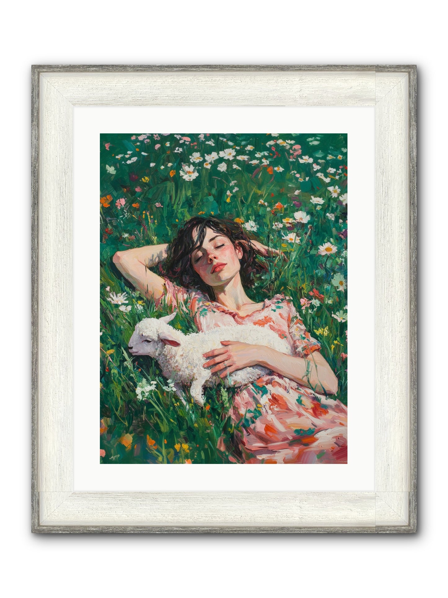 Shepherd's Sweet Hours Framed Print - Driftwood White 18x24