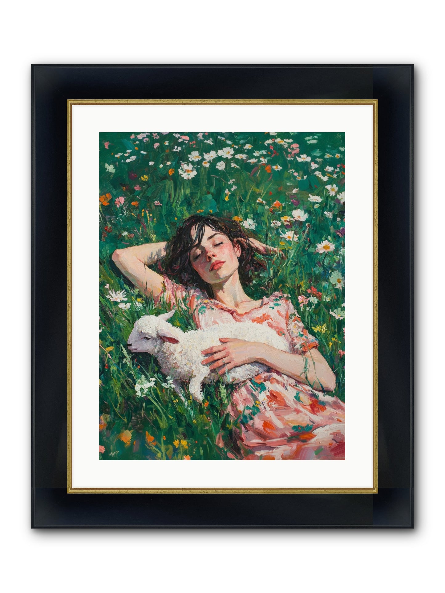 Shepherd's Sweet Hours Framed Print - Wide Black w/Gold 18x24