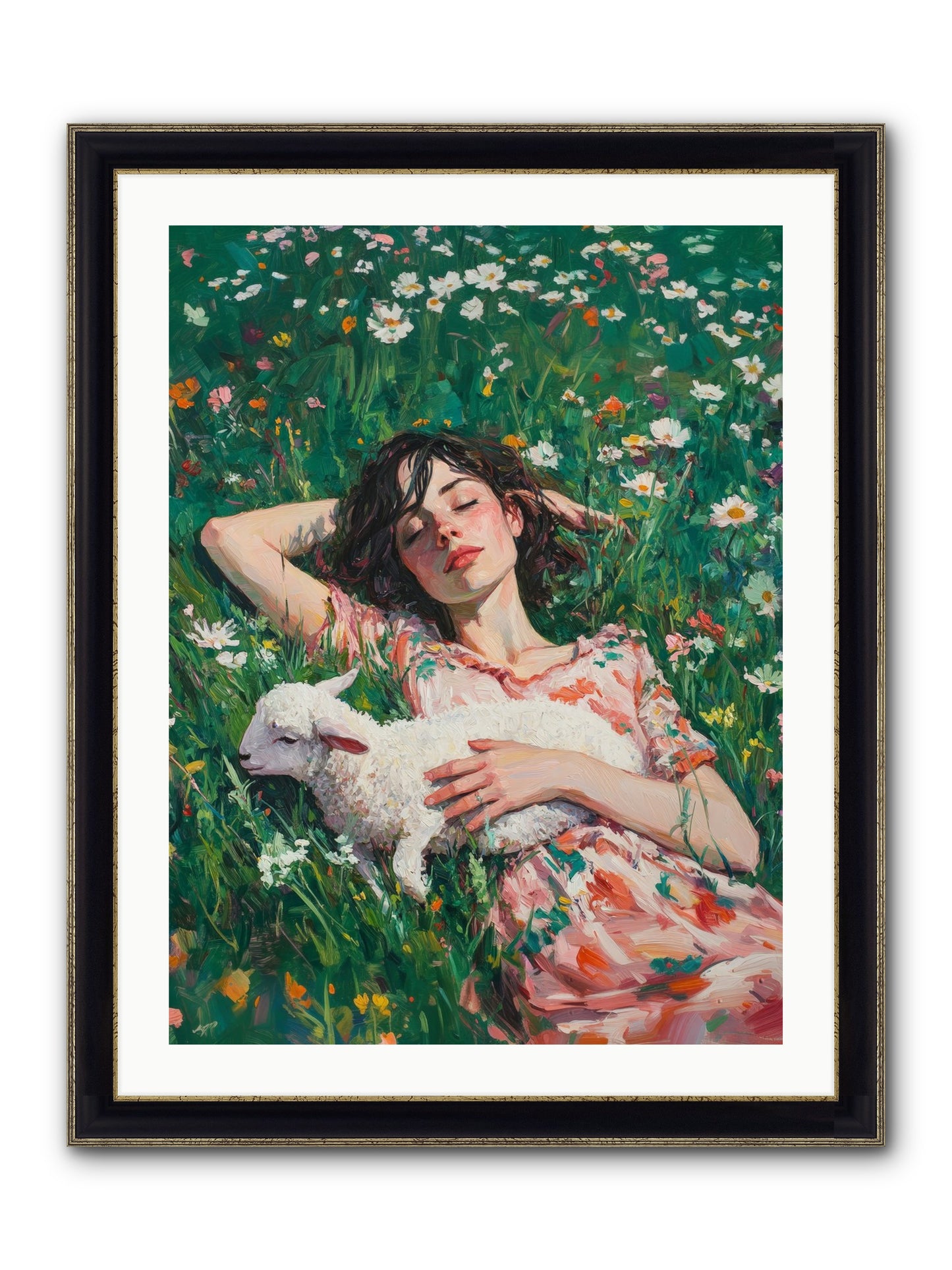Shepherd's Sweet Hours Framed Print - Black & Gold 24x32