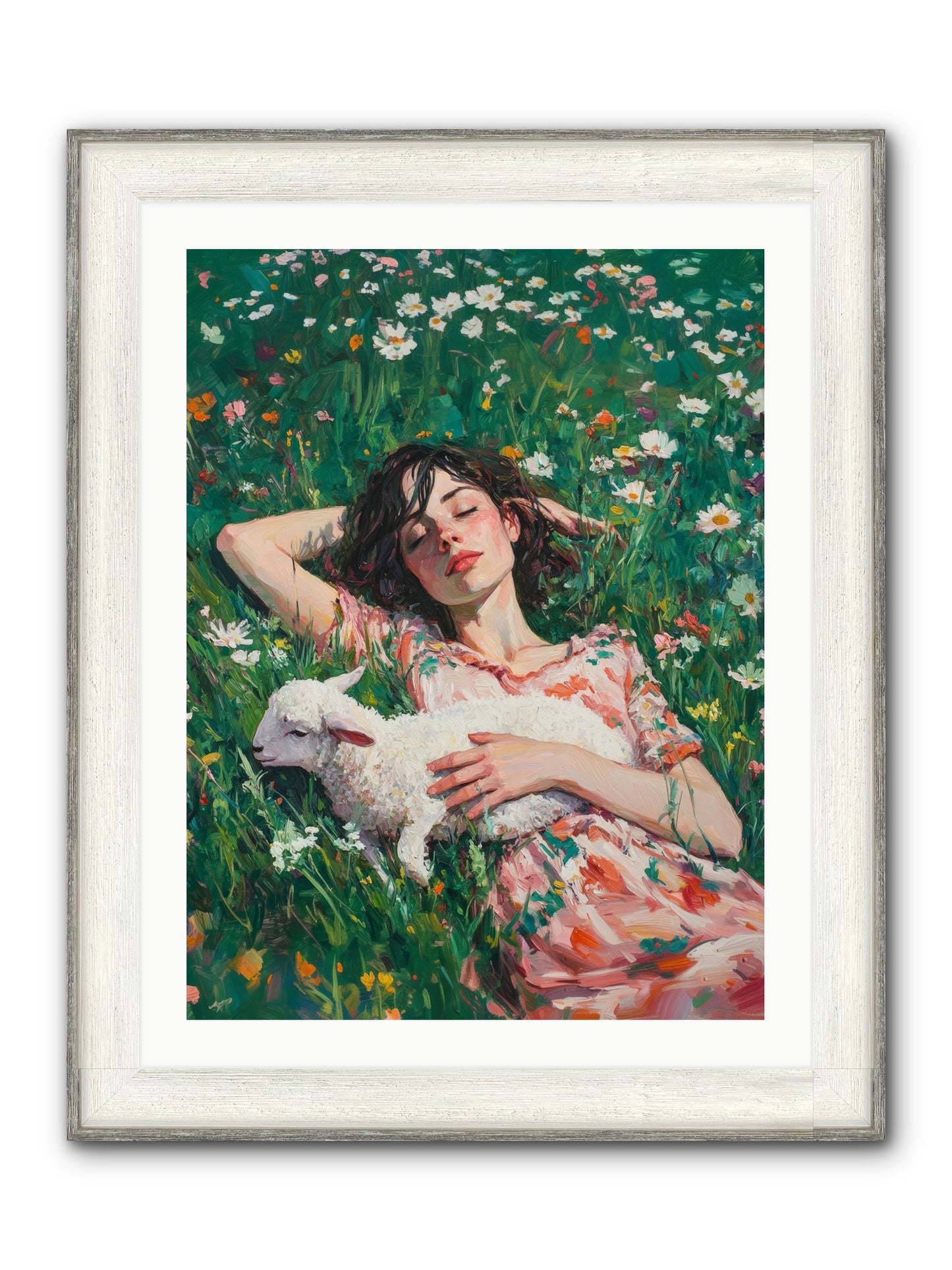 Shepherd's Sweet Hours Framed Print - Driftwood White 24x32