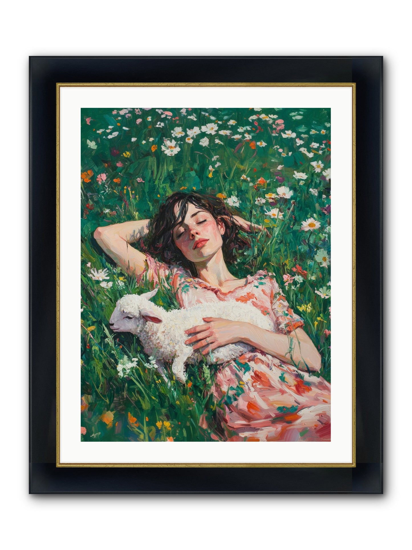 Shepherd's Sweet Hours Framed Print - Wide Black w/Gold 24x32