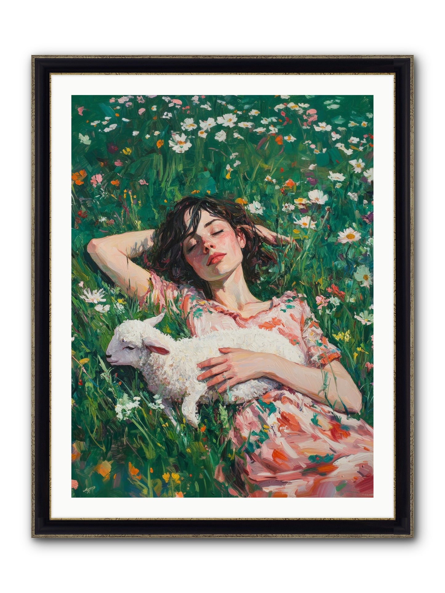 Shepherd's Sweet Hours Framed Print - Black & Gold 30x40
