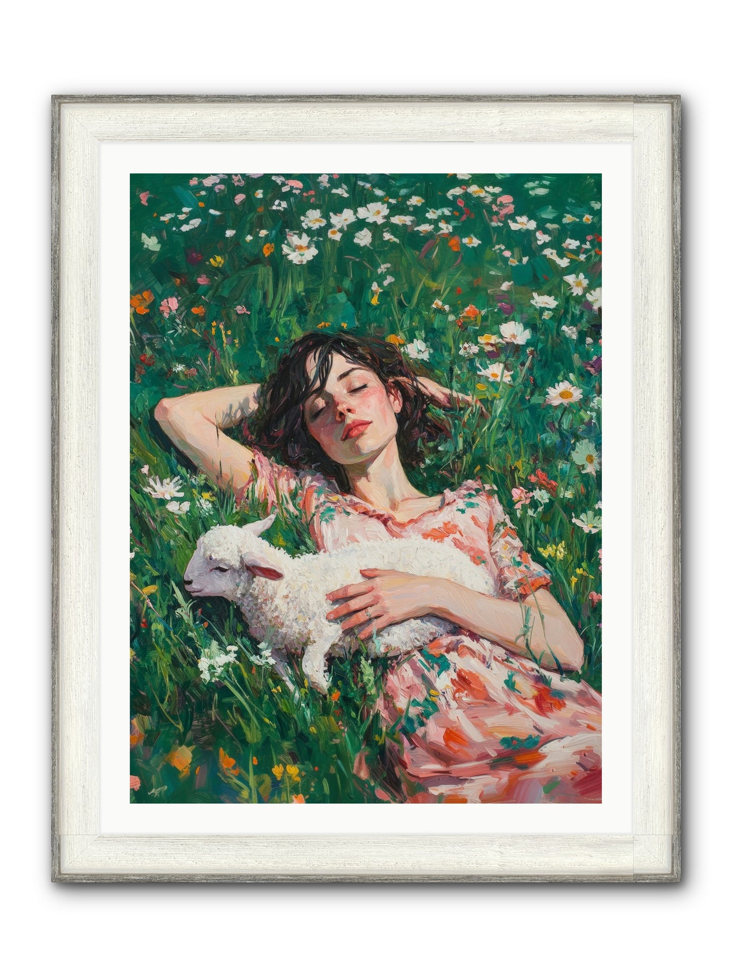 Shepherd's Sweet Hours Framed Print - Driftwood White 30x40