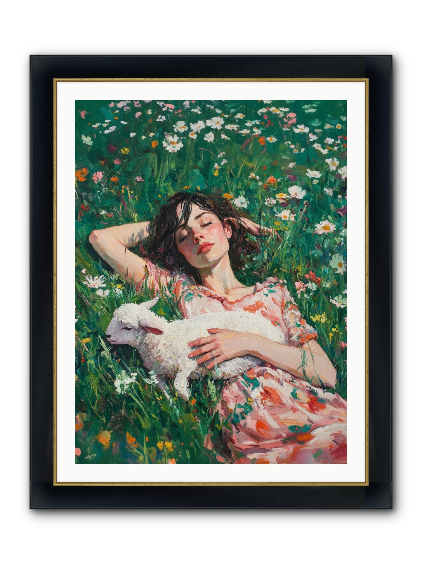 Shepherd's Sweet Hours Framed Print - Wide Black w/Gold 30x40