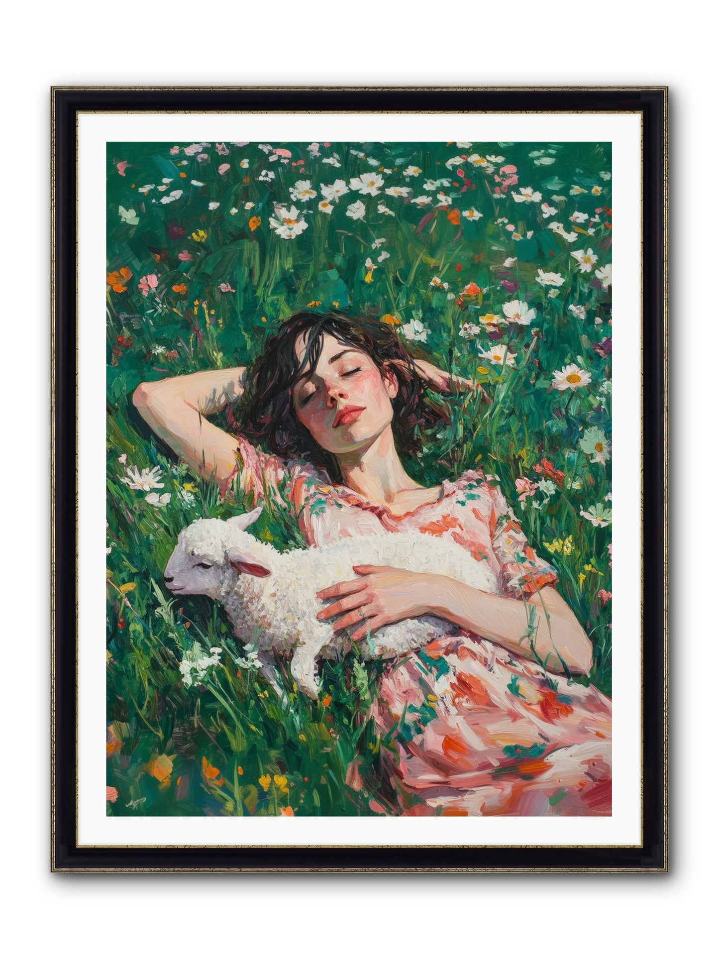 Shepherd's Sweet Hours Framed Print - Black & Gold 36x48