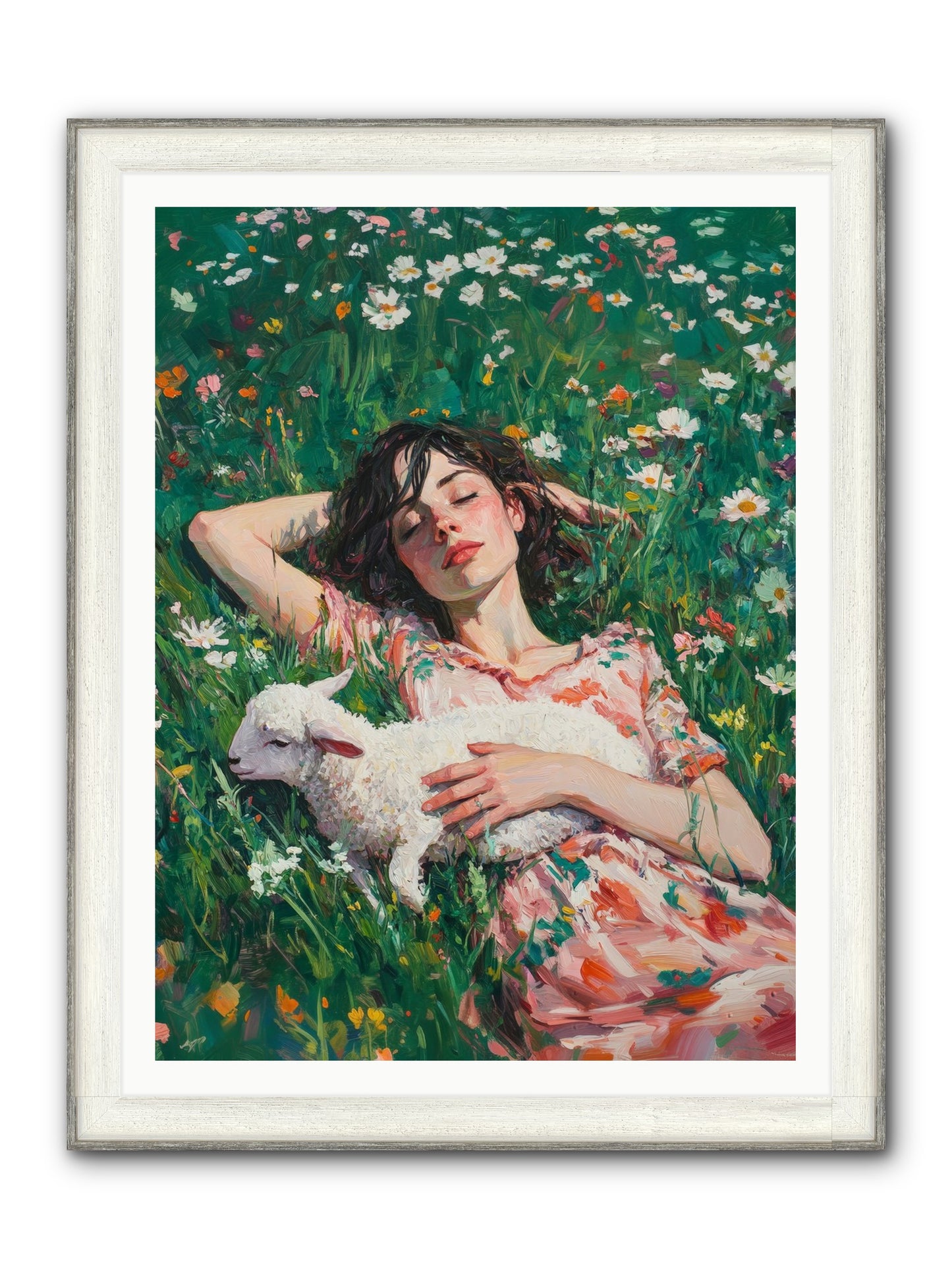 Shepherd's Sweet Hours Framed Print - Driftwood White 36x48