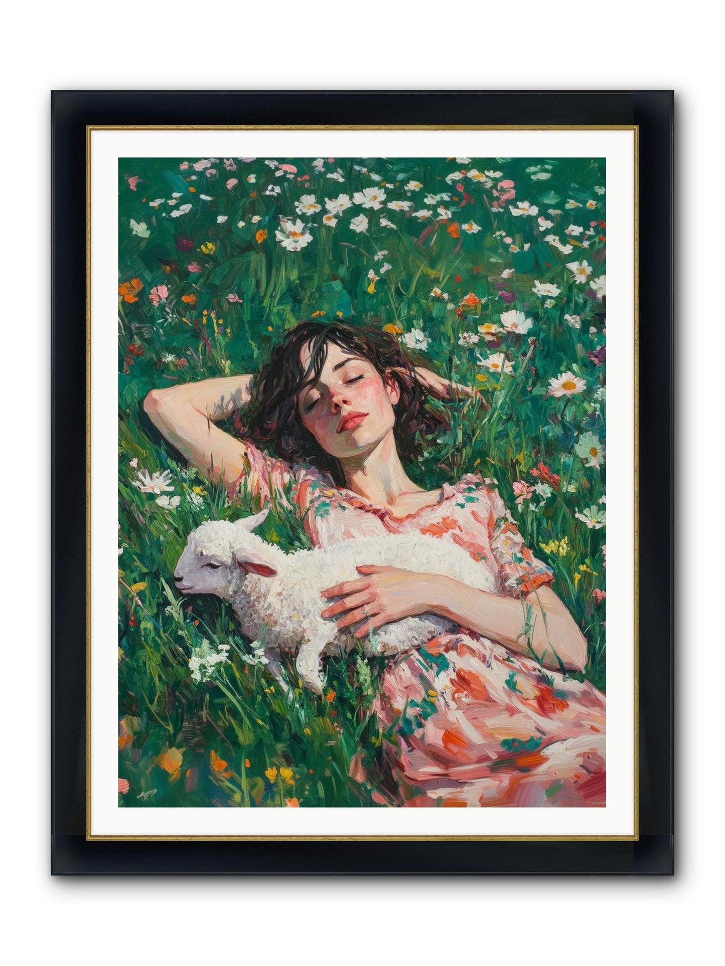Shepherd's Sweet Hours Framed Print - Wide Black w/Gold 36x48
