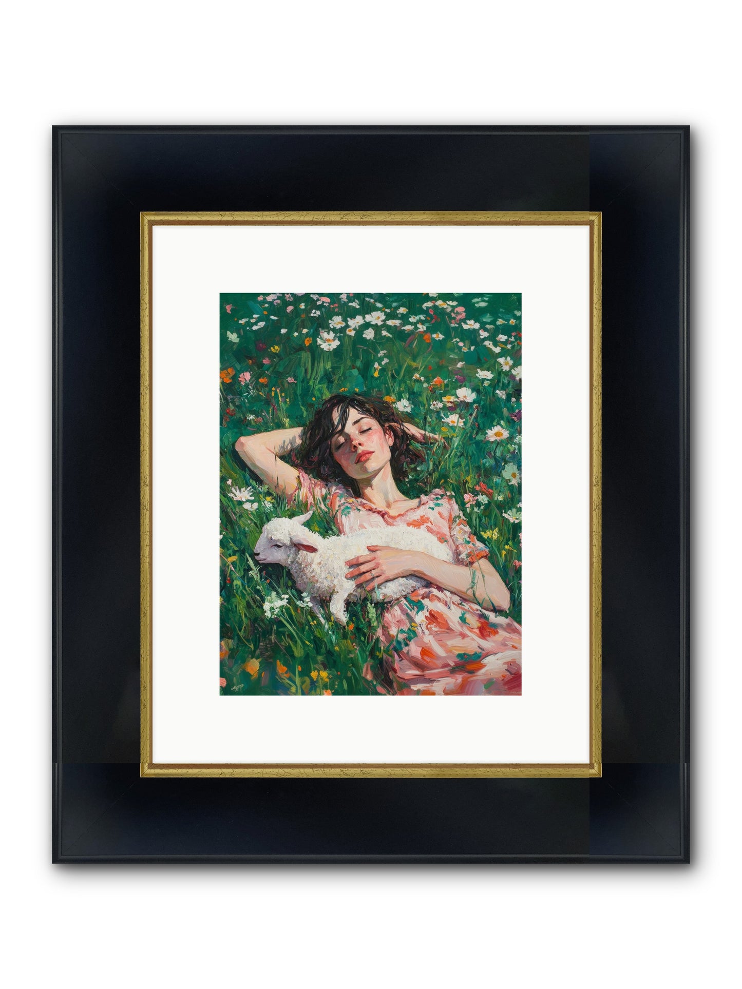 Shepherd's Sweet Hours Framed Print - Wide Black w/Gold 9x12