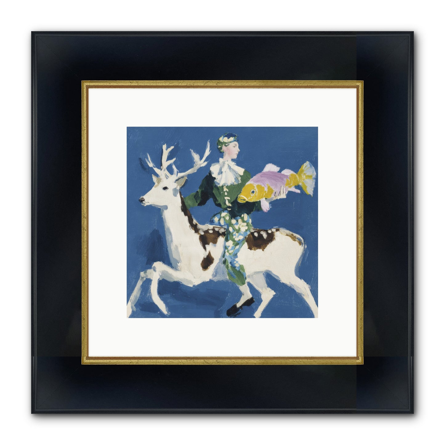 Shimmering Current Framed Print - Wide Black w/Gold 10x10