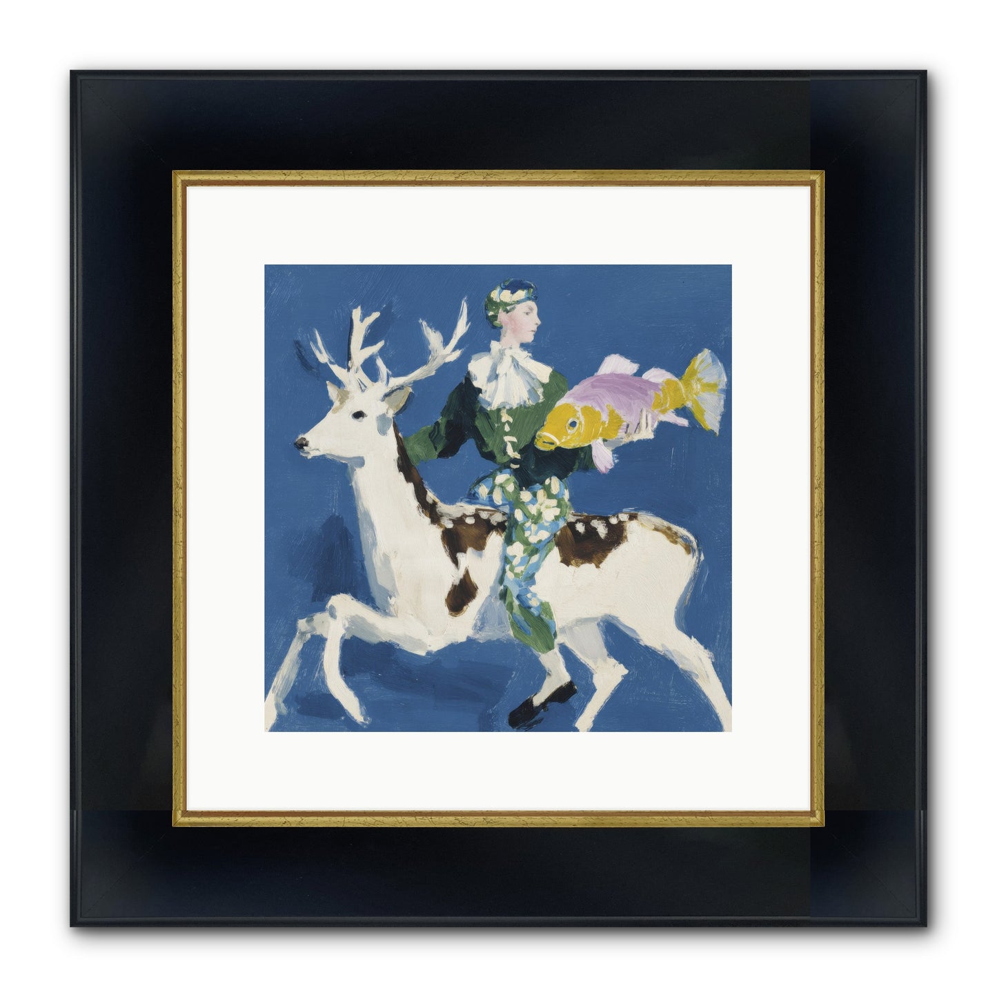 Shimmering Current Framed Print - Wide Black w/Gold 12x12