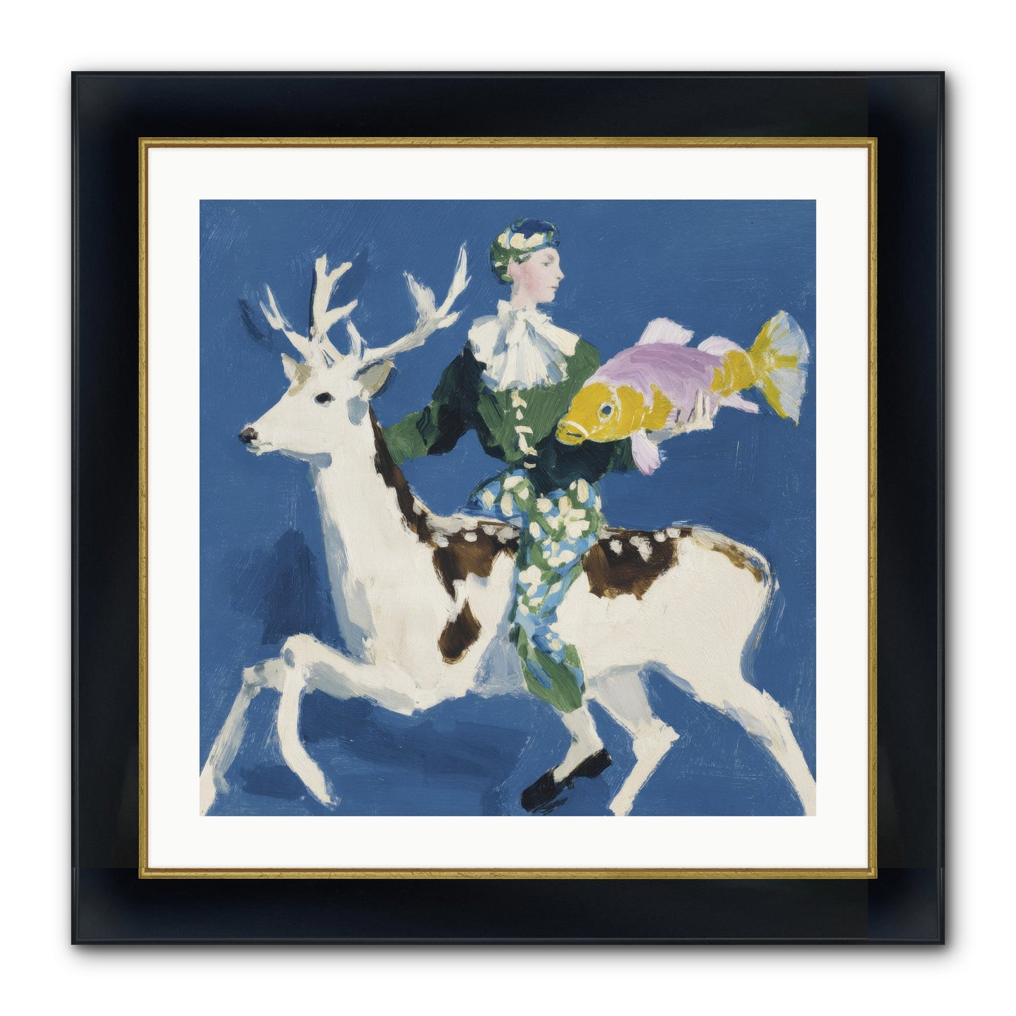 Shimmering Current Framed Print - Wide Black w/Gold 24x24