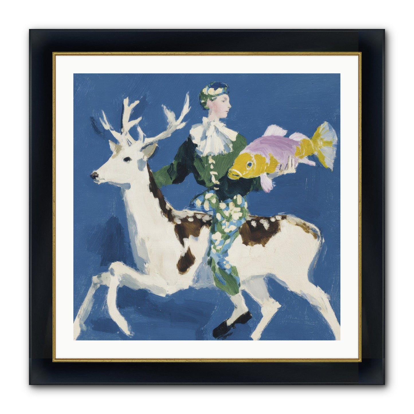 Shimmering Current Framed Print - Wide Black w/Gold 30x30