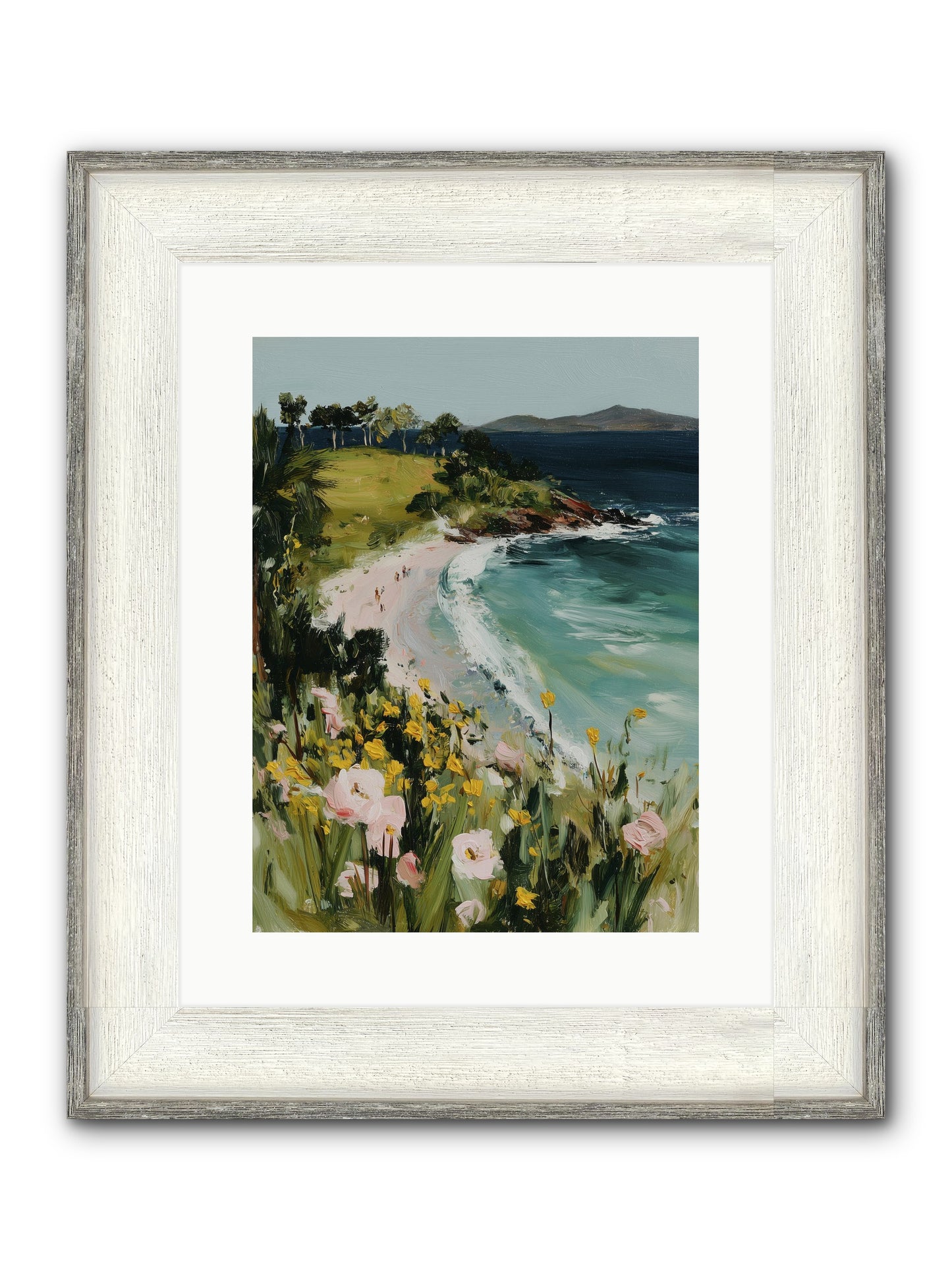 Shore Blossoms Framed Print - Driftwood White 12x16