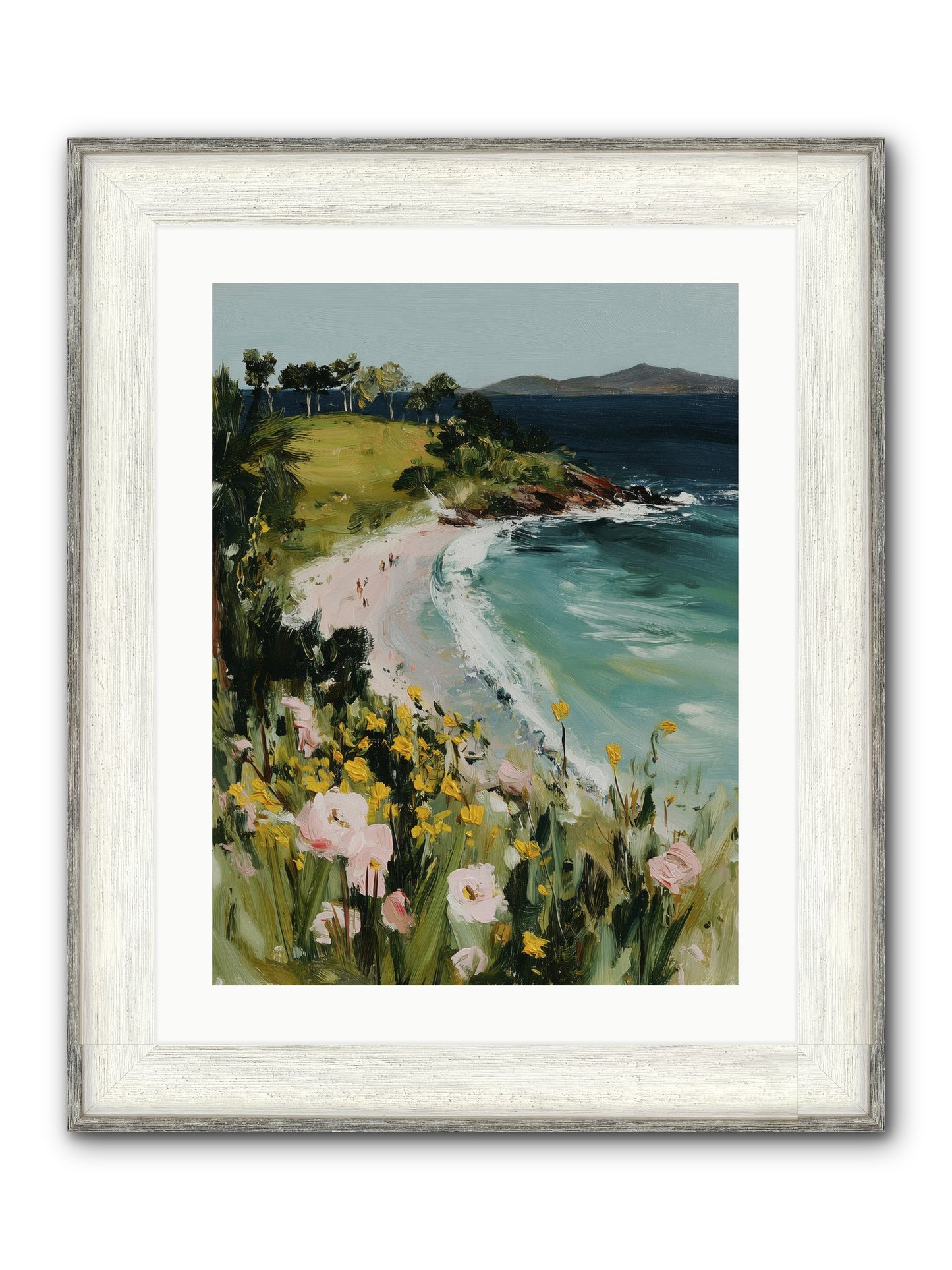 Shore Blossoms Framed Print - Driftwood White 18x24
