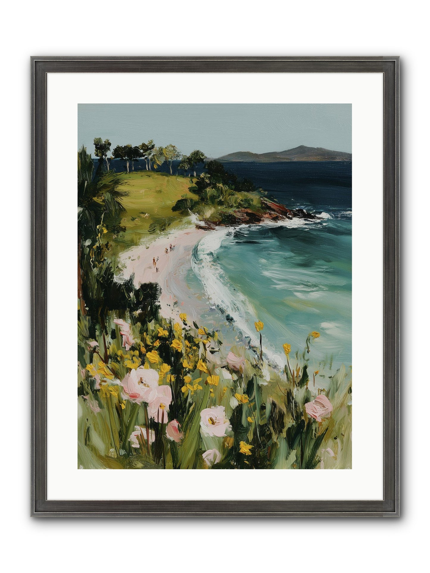 Shore Blossoms Framed Print - Slimwoods Black/Silver 18x24
