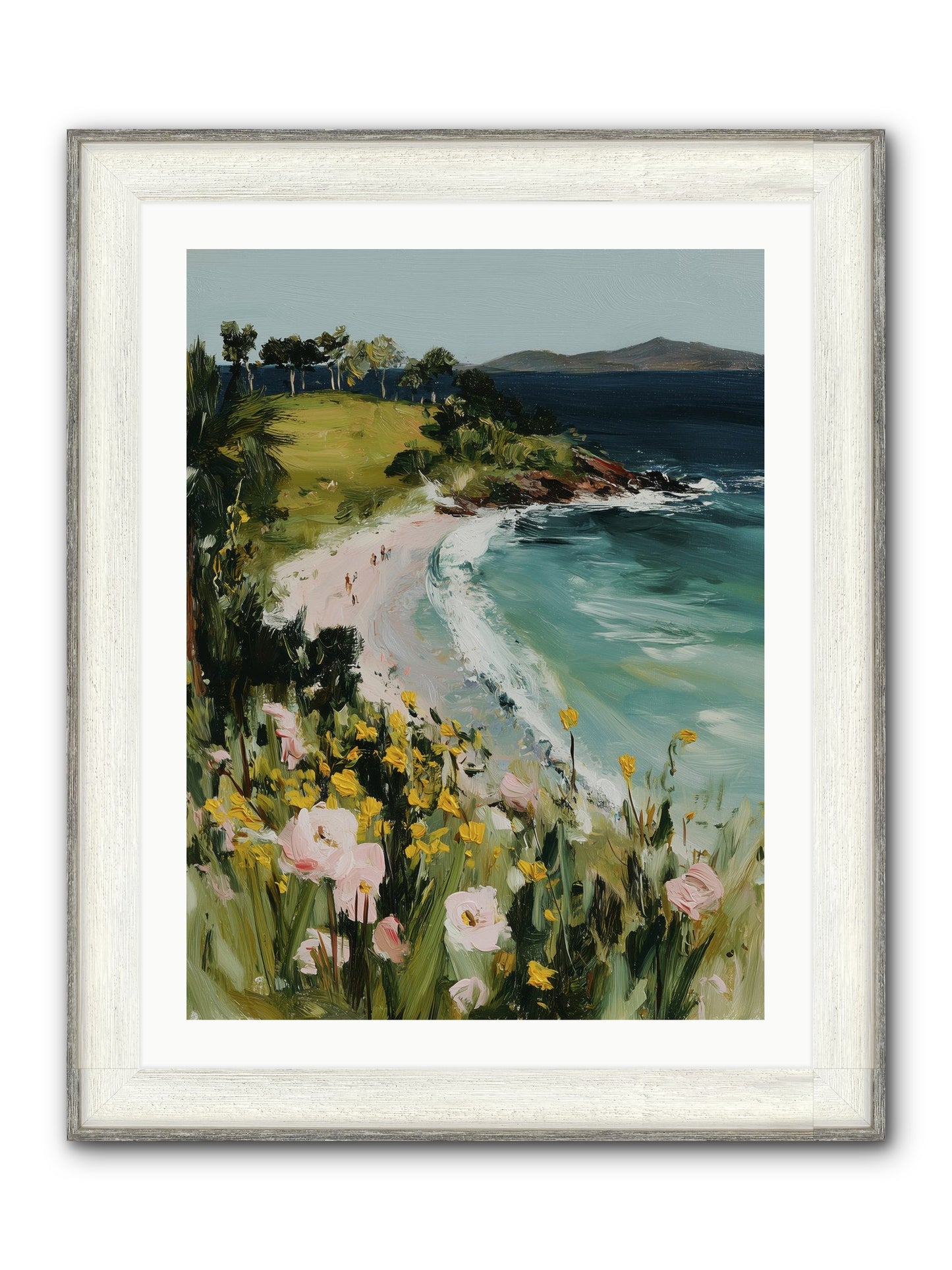 Shore Blossoms Framed Print - Driftwood White 24x32