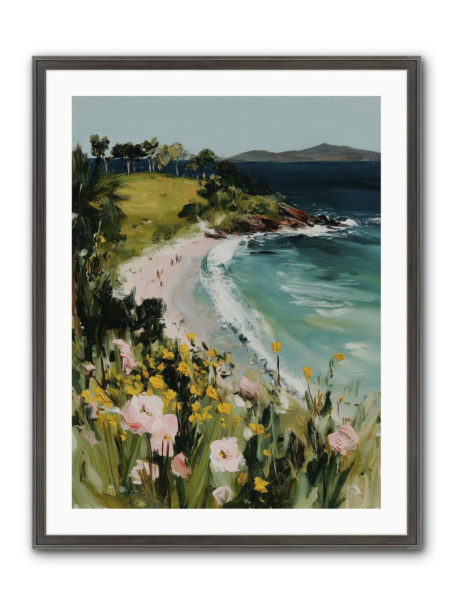 Shore Blossoms Framed Print - Slimwoods Black/Silver 24x32