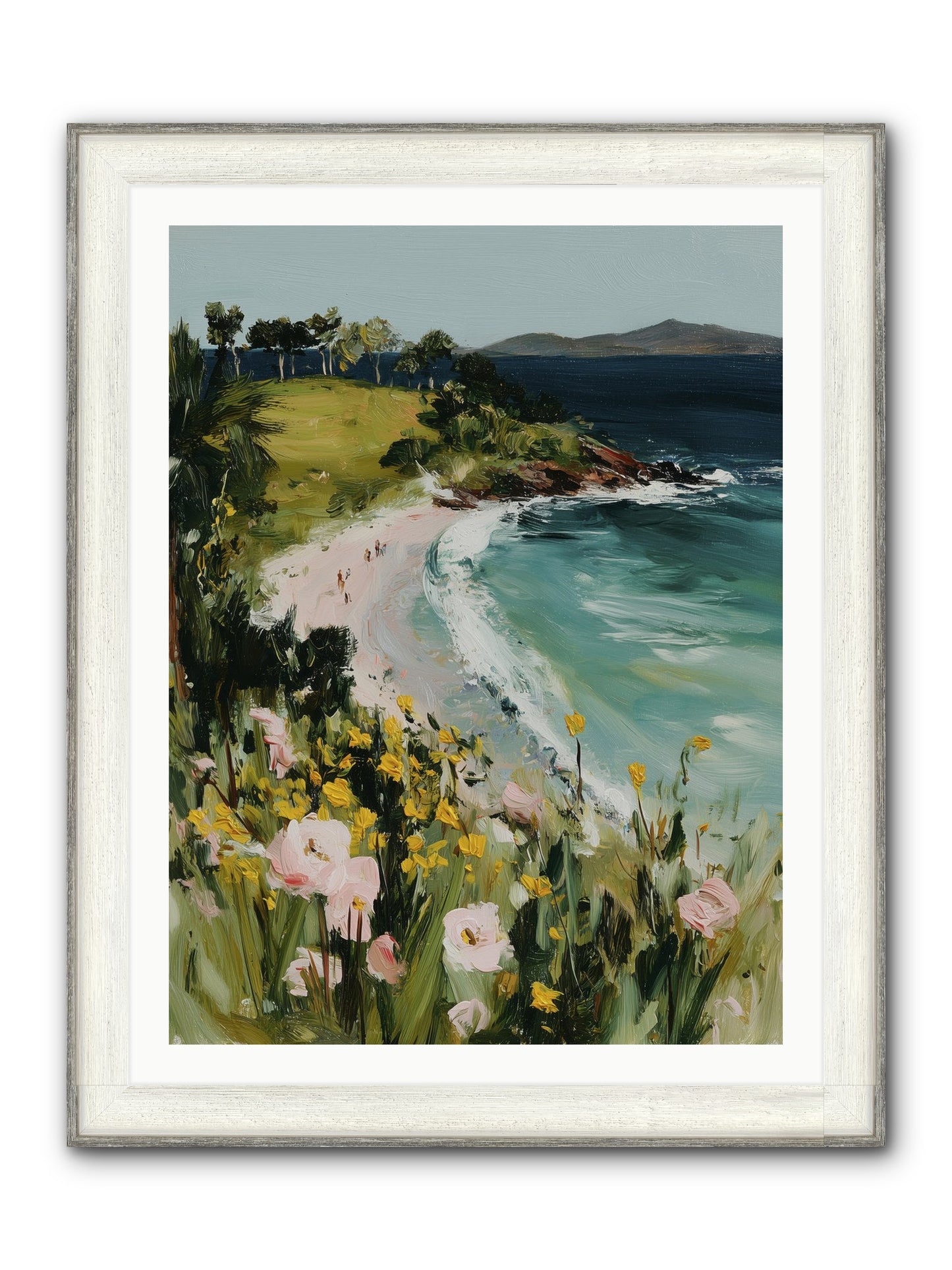 Shore Blossoms Framed Print - Driftwood White 30x40