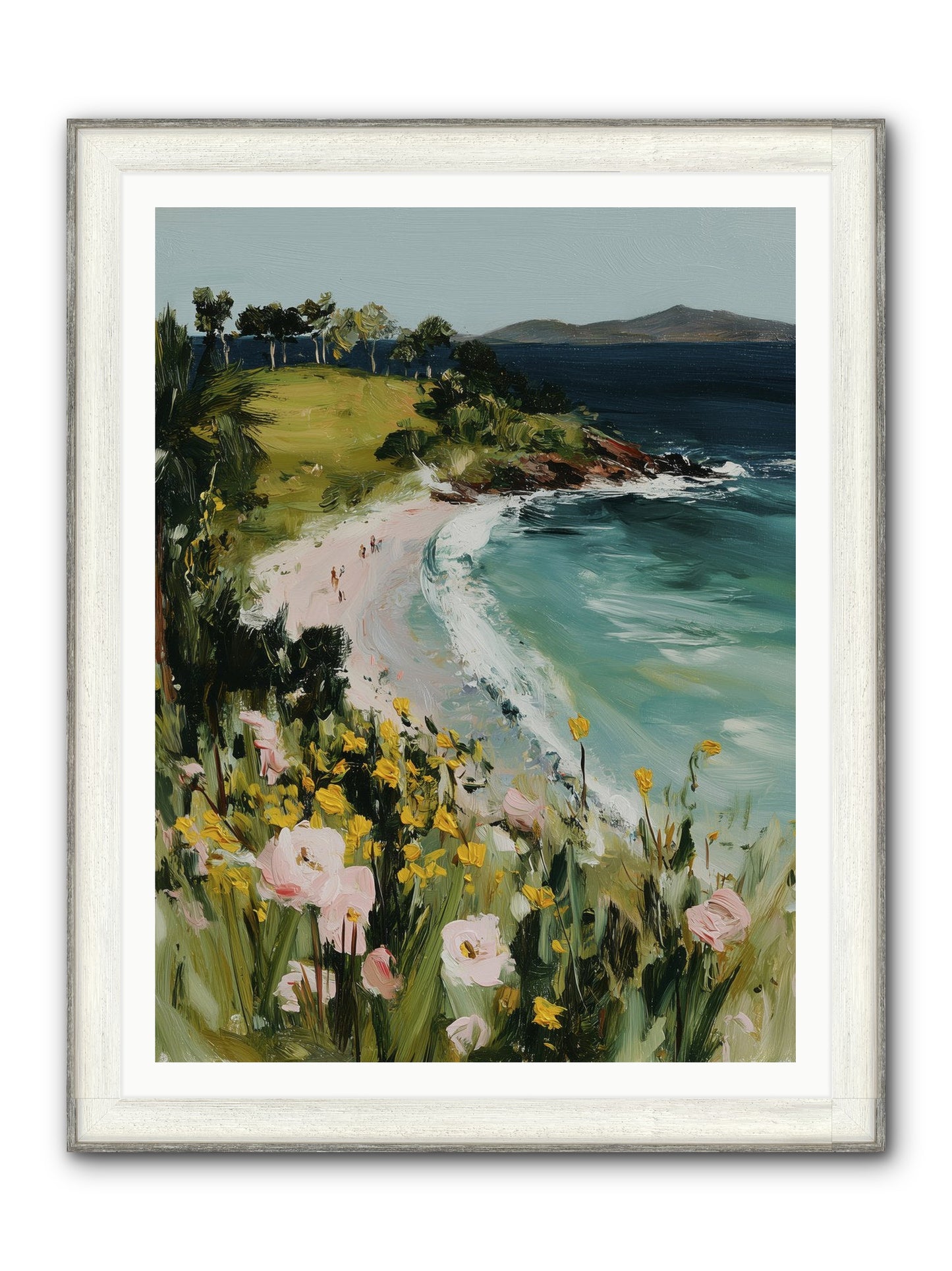 Shore Blossoms Framed Print - Driftwood White 36x48