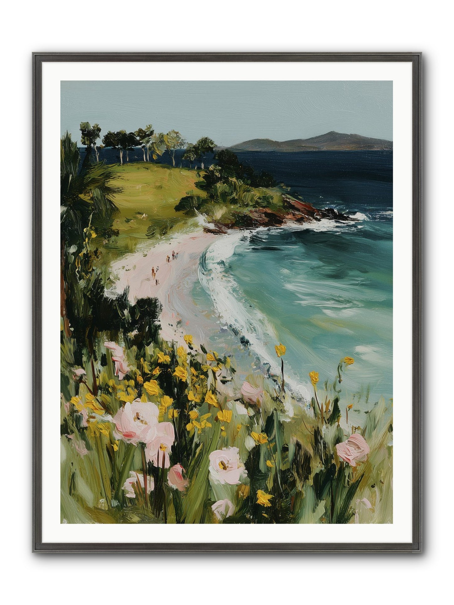 Shore Blossoms Framed Print - Slimwoods Black/Silver 36x48