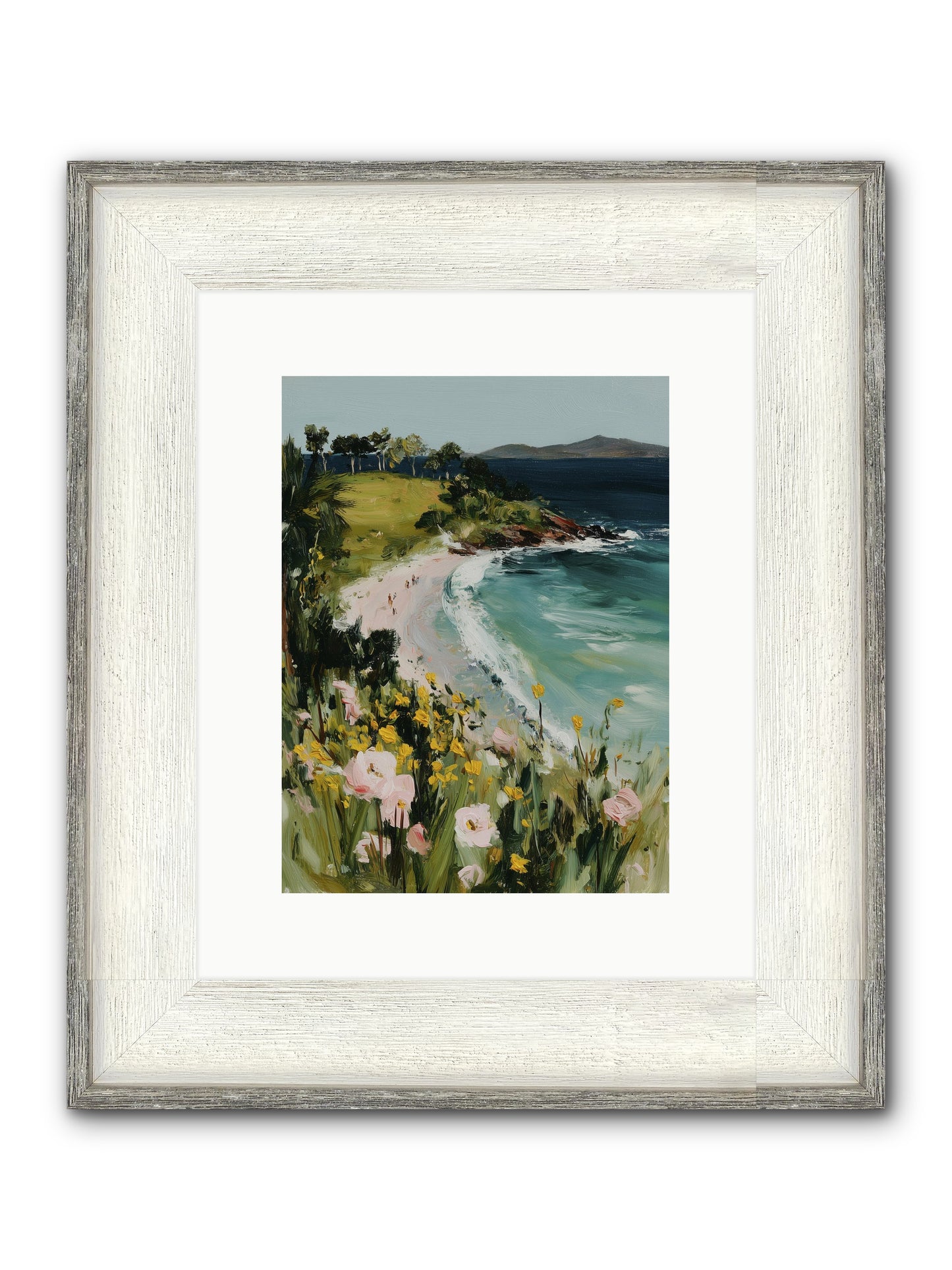 Shore Blossoms Framed Print - Driftwood White 9x12