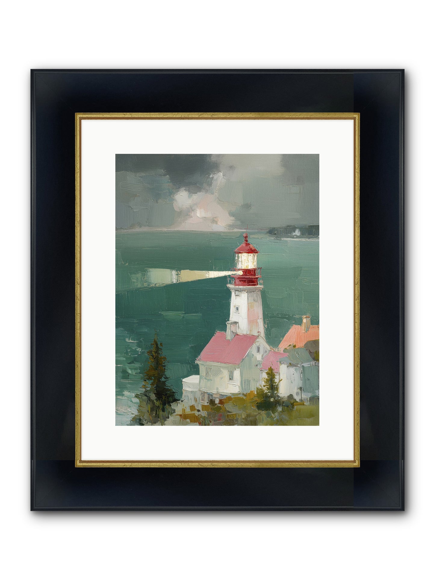 Shore's Guardian Framed Print - Wide Black w/Gold 12x16