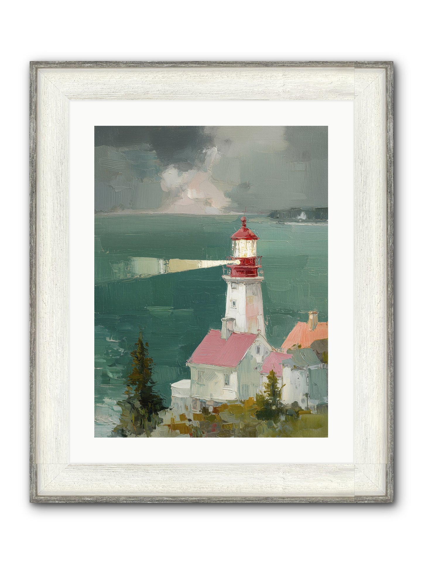 Shore's Guardian Framed Print - Driftwood White 18x24