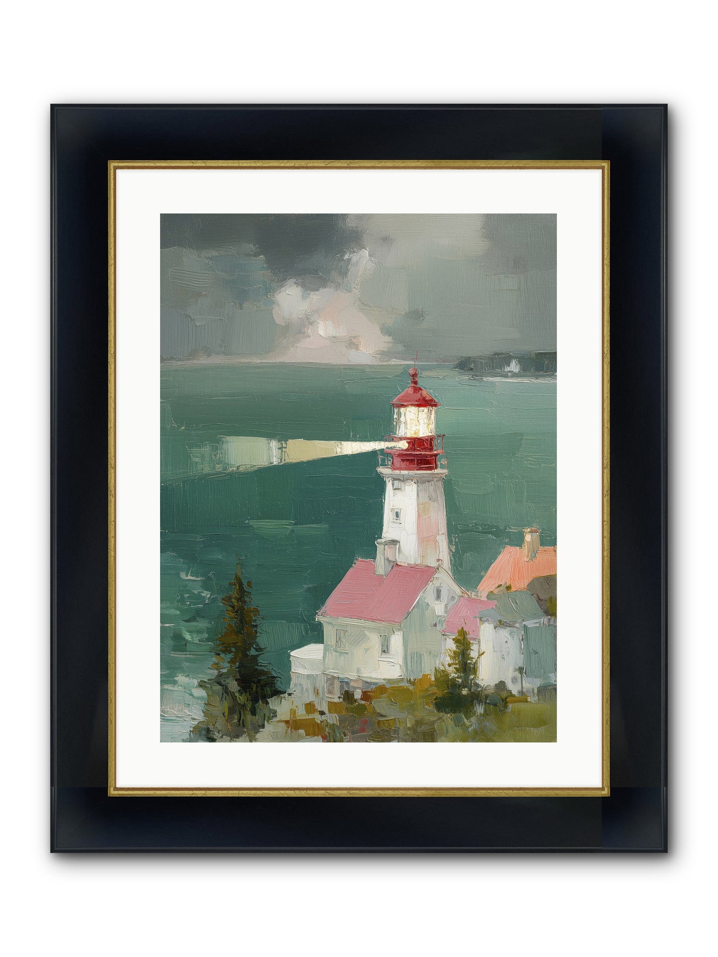 Shore's Guardian Framed Print - Wide Black w/Gold 18x24