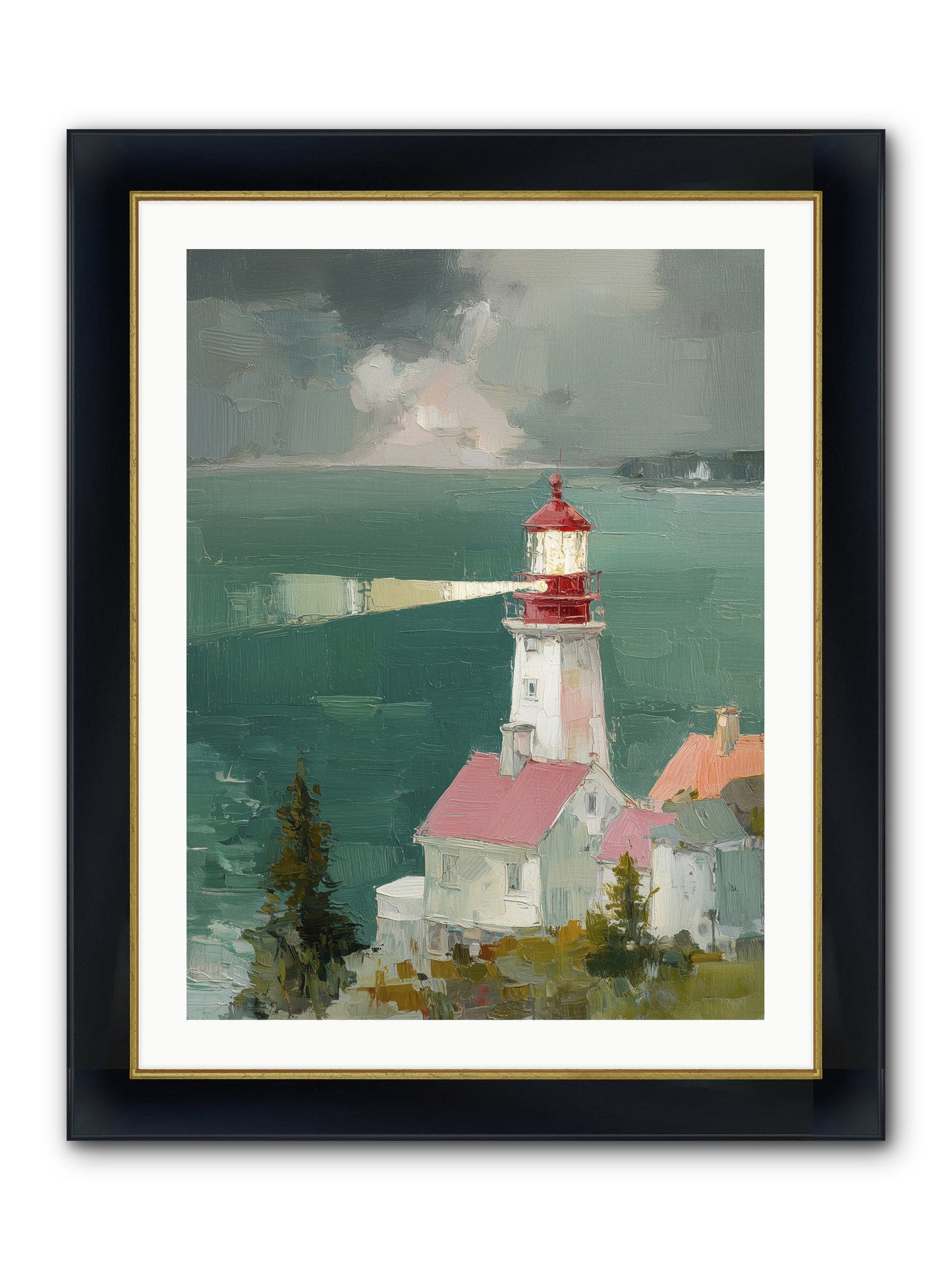 Shore's Guardian Framed Print - Wide Black w/Gold 24x32
