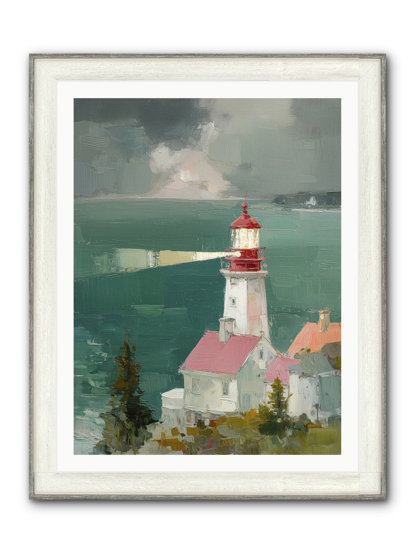 Shore's Guardian Framed Print - Driftwood White 30x40