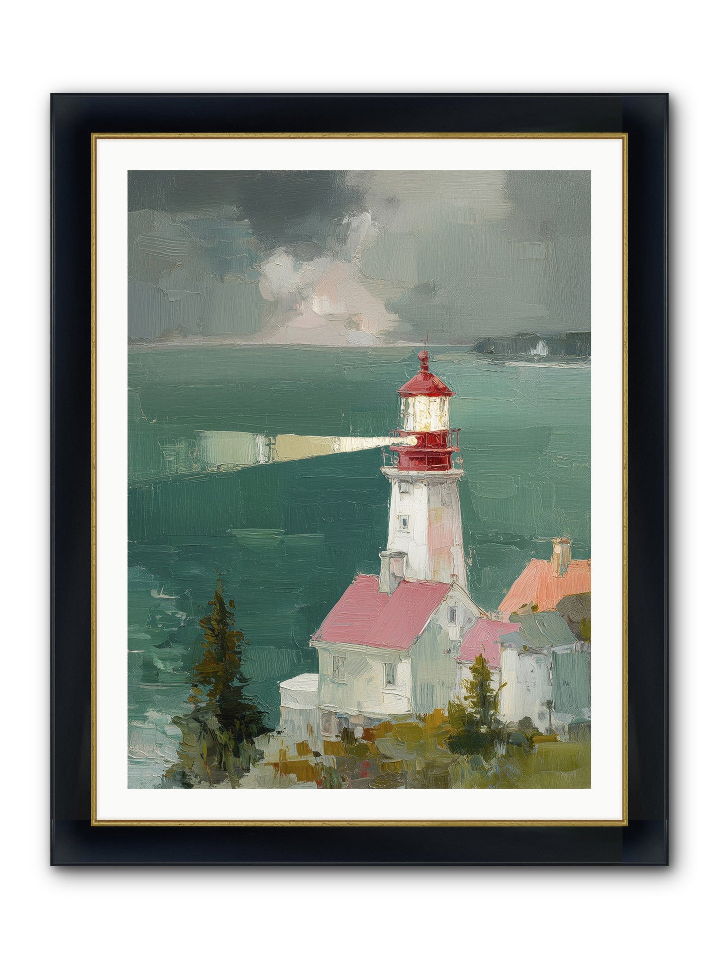 Shore's Guardian Framed Print - Wide Black w/Gold 30x40