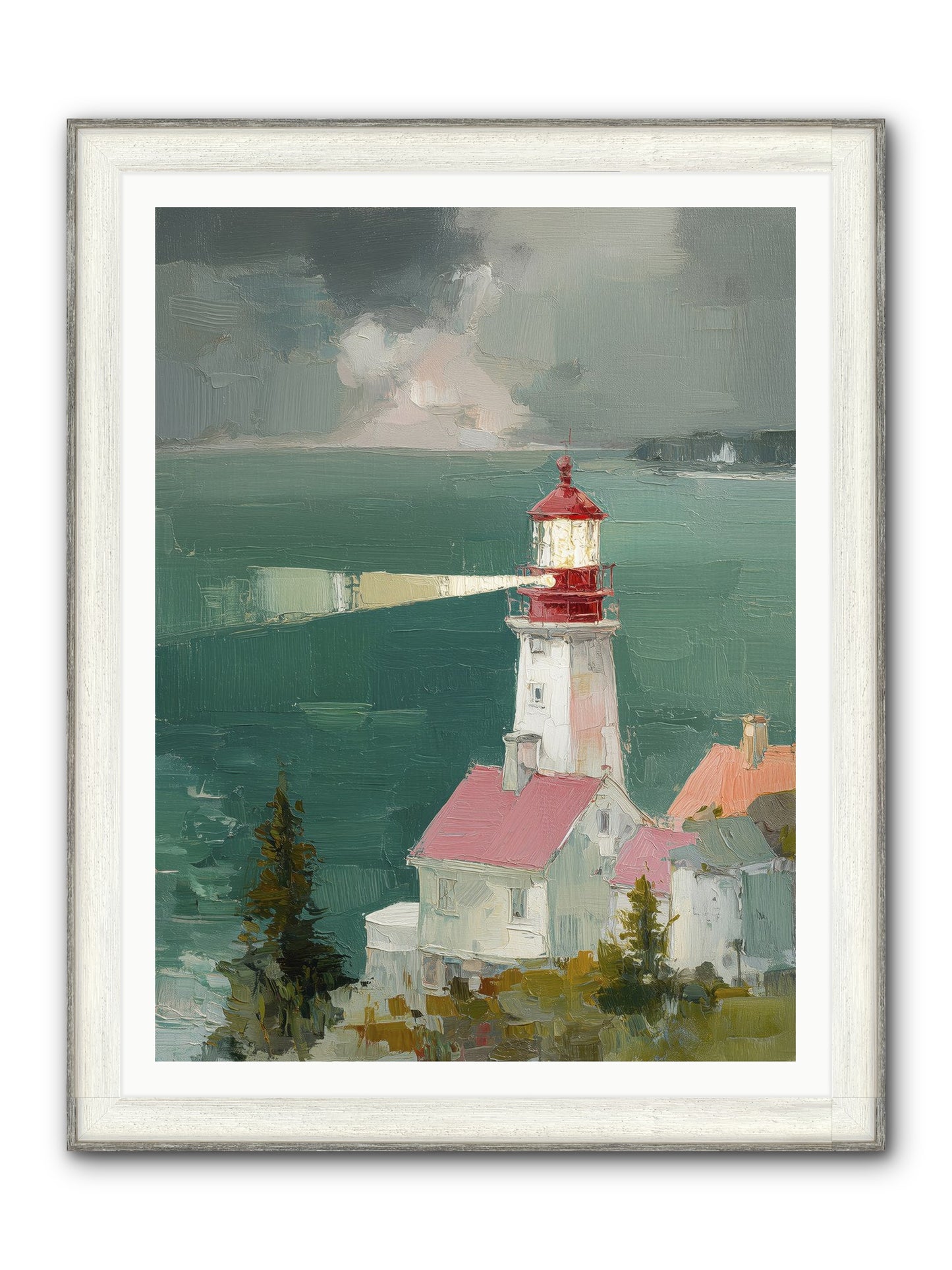 Shore's Guardian Framed Print - Driftwood White 36x48