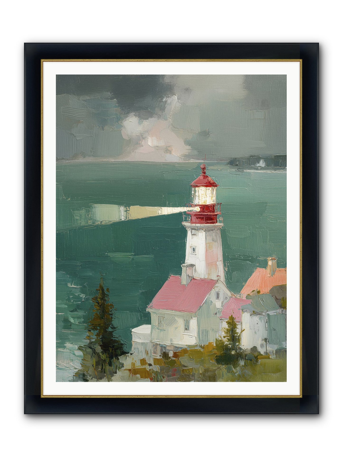 Shore's Guardian Framed Print - Wide Black w/Gold 36x48