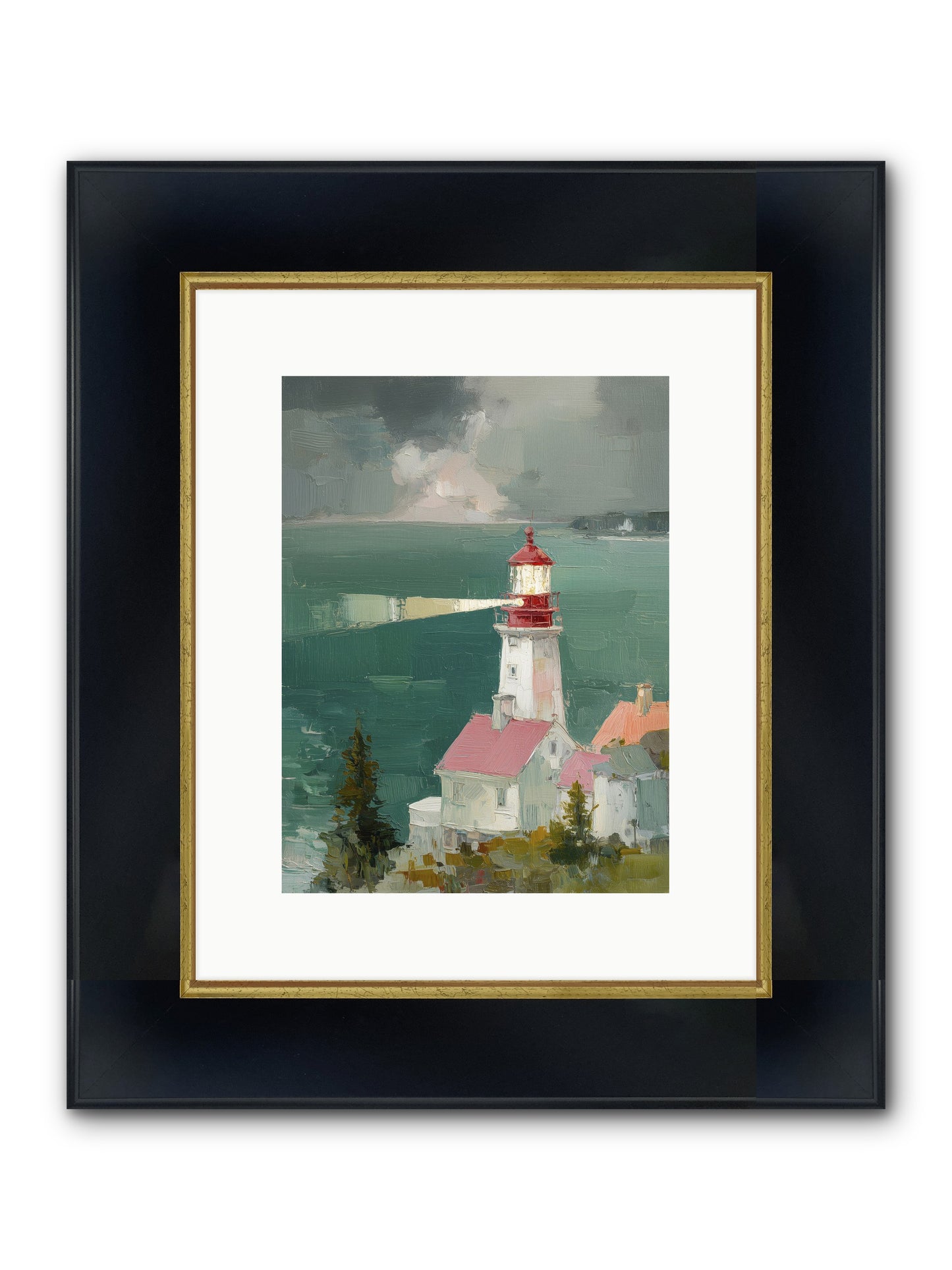 Shore's Guardian Framed Print - Wide Black w/Gold 9x12