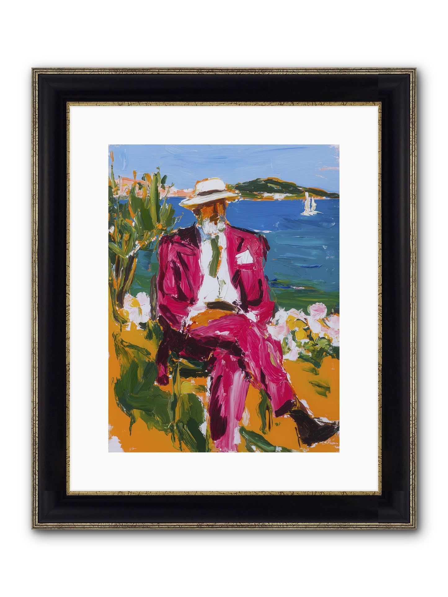 Shore's Meditation Framed Print - Black & Gold 12x16