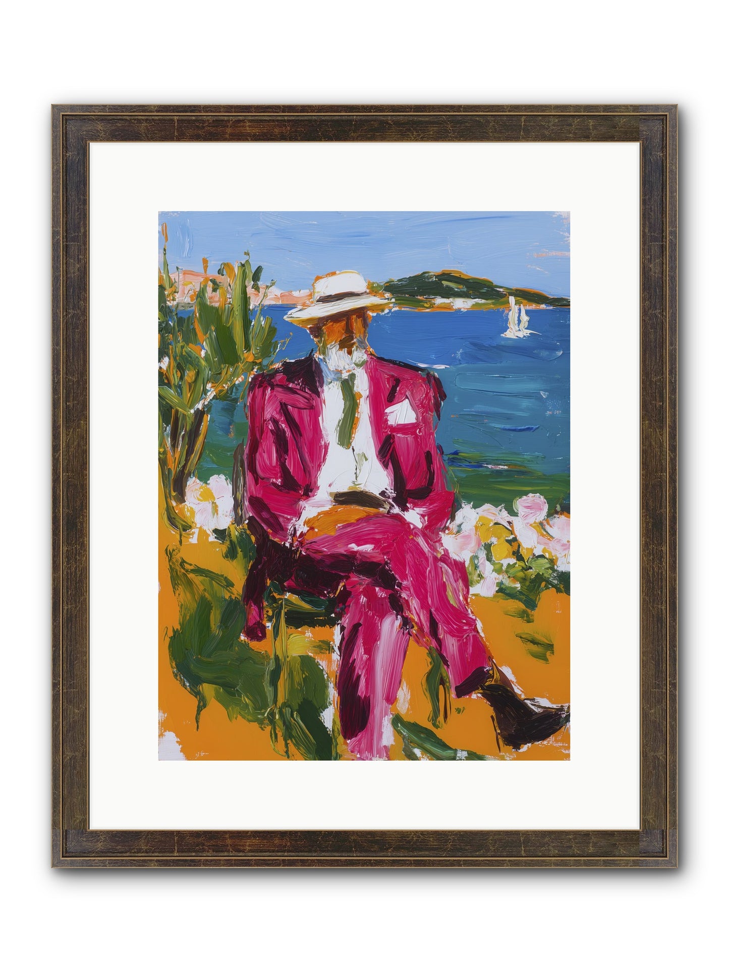 Shore's Meditation Framed Print - Slimwoods Black/Gold 12x16
