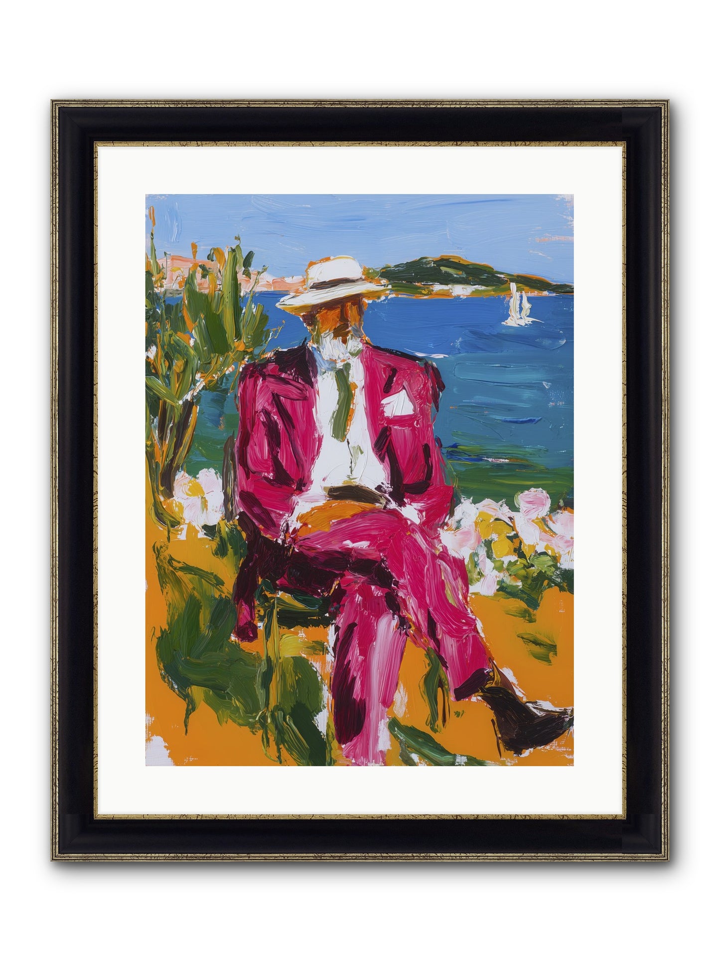 Shore's Meditation Framed Print - Black & Gold 18x24