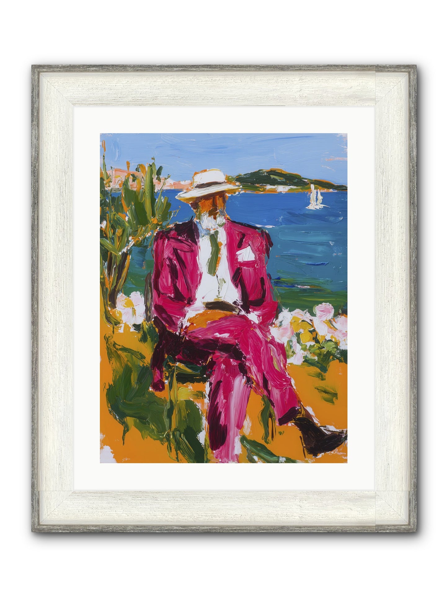 Shore's Meditation Framed Print - Driftwood White 18x24