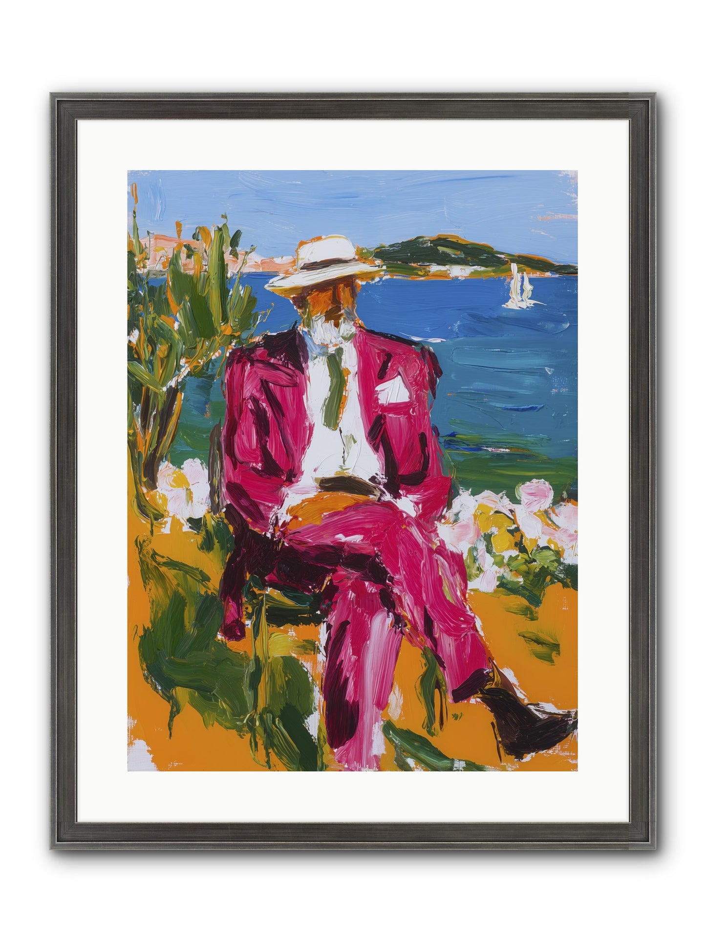 Shore's Meditation Framed Print - Slimwoods Black/Silver 18x24