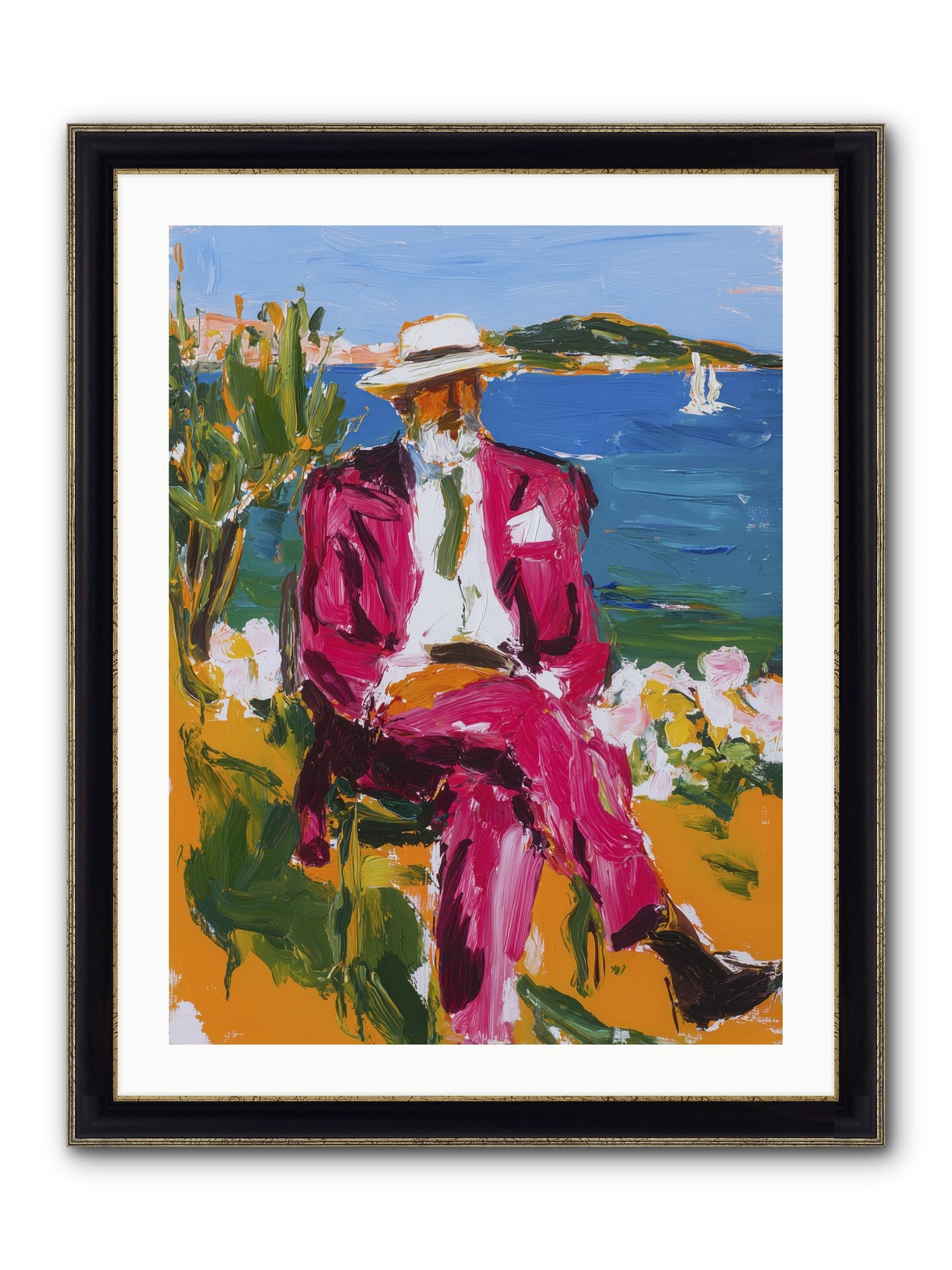 Shore's Meditation Framed Print - Black & Gold 24x32