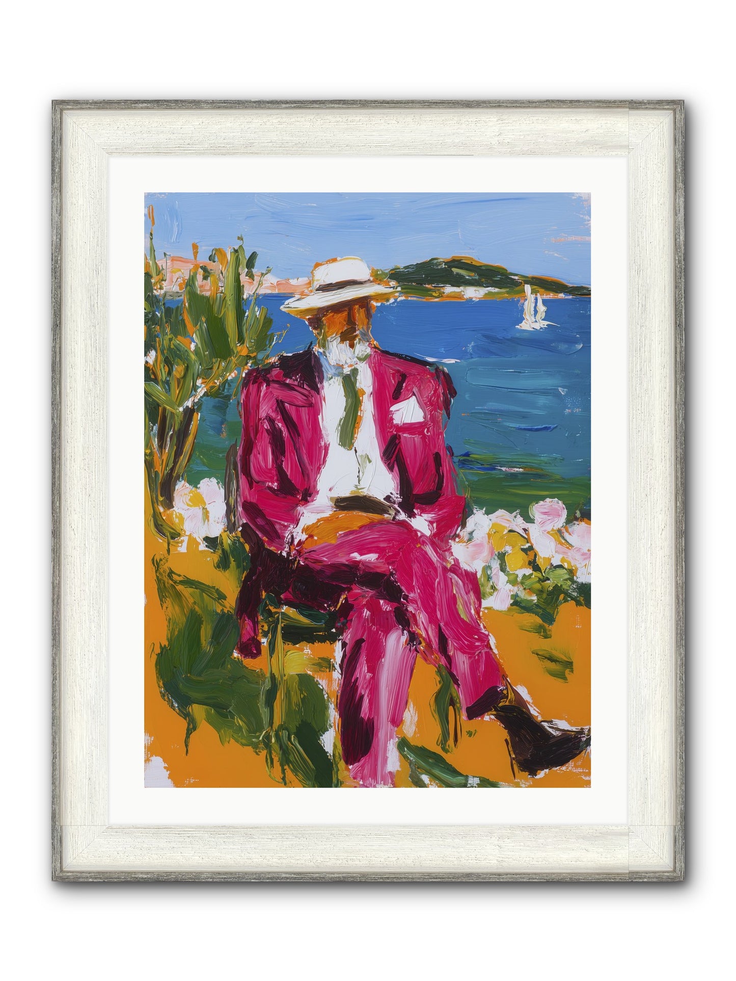 Shore's Meditation Framed Print - Driftwood White 24x32