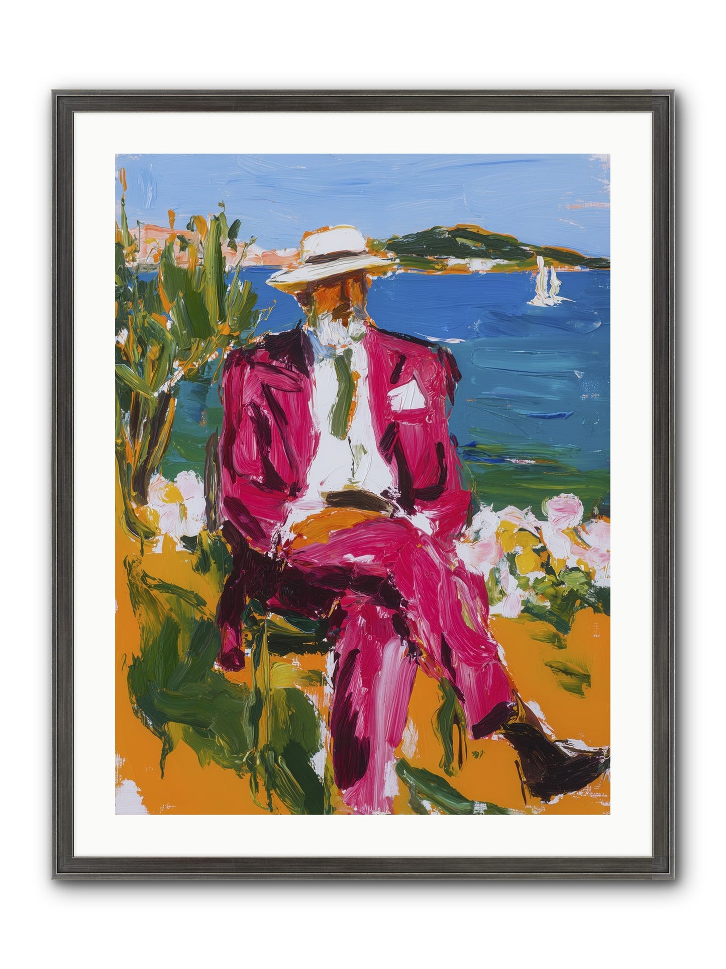 Shore's Meditation Framed Print - Slimwoods Black/Silver 24x32