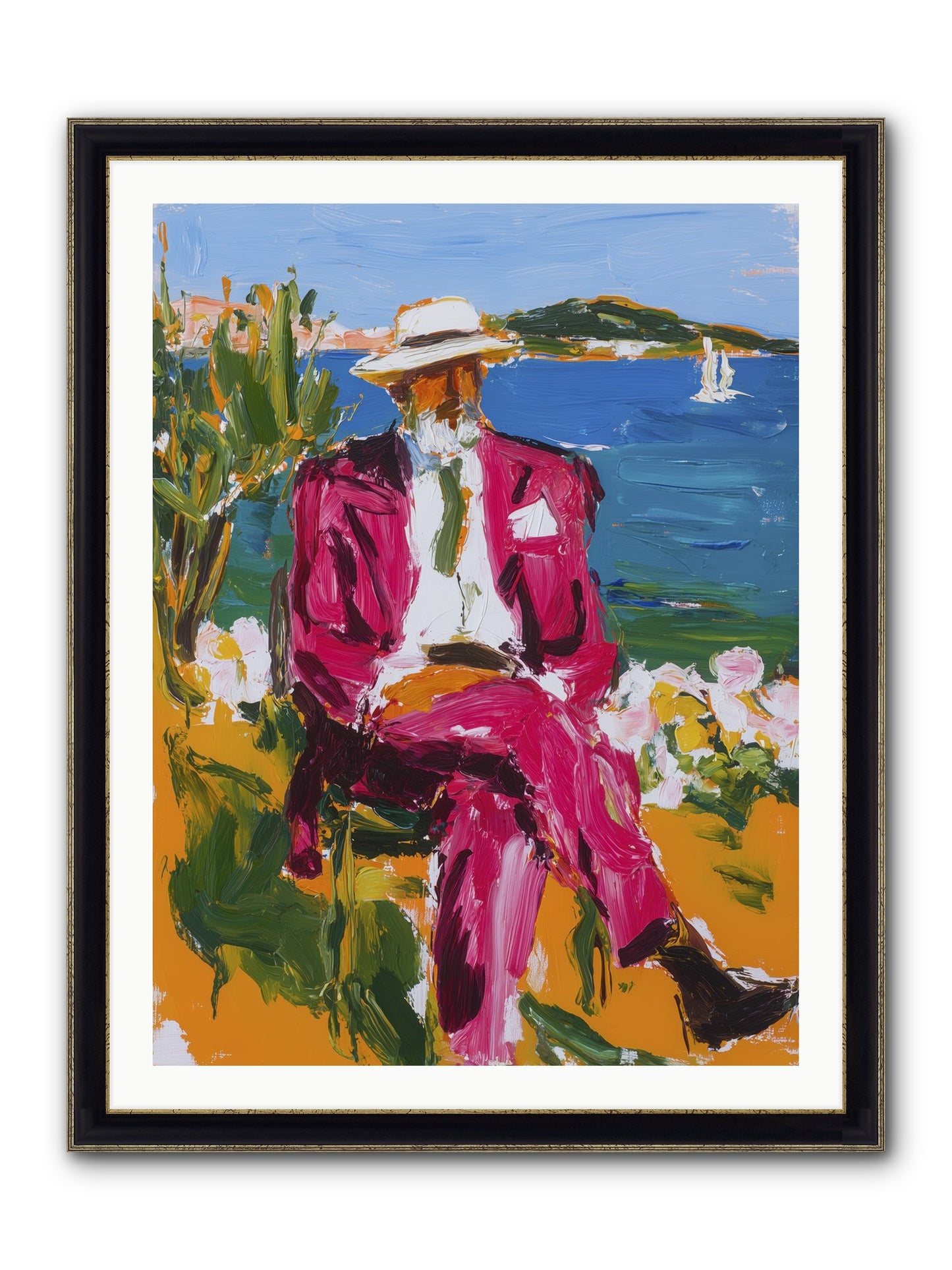 Shore's Meditation Framed Print - Black & Gold 30x40