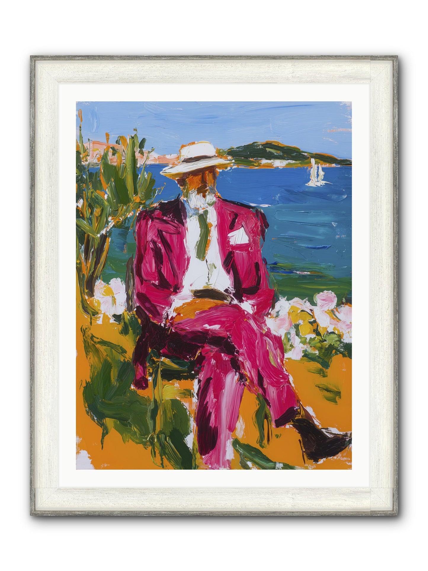 Shore's Meditation Framed Print - Driftwood White 30x40