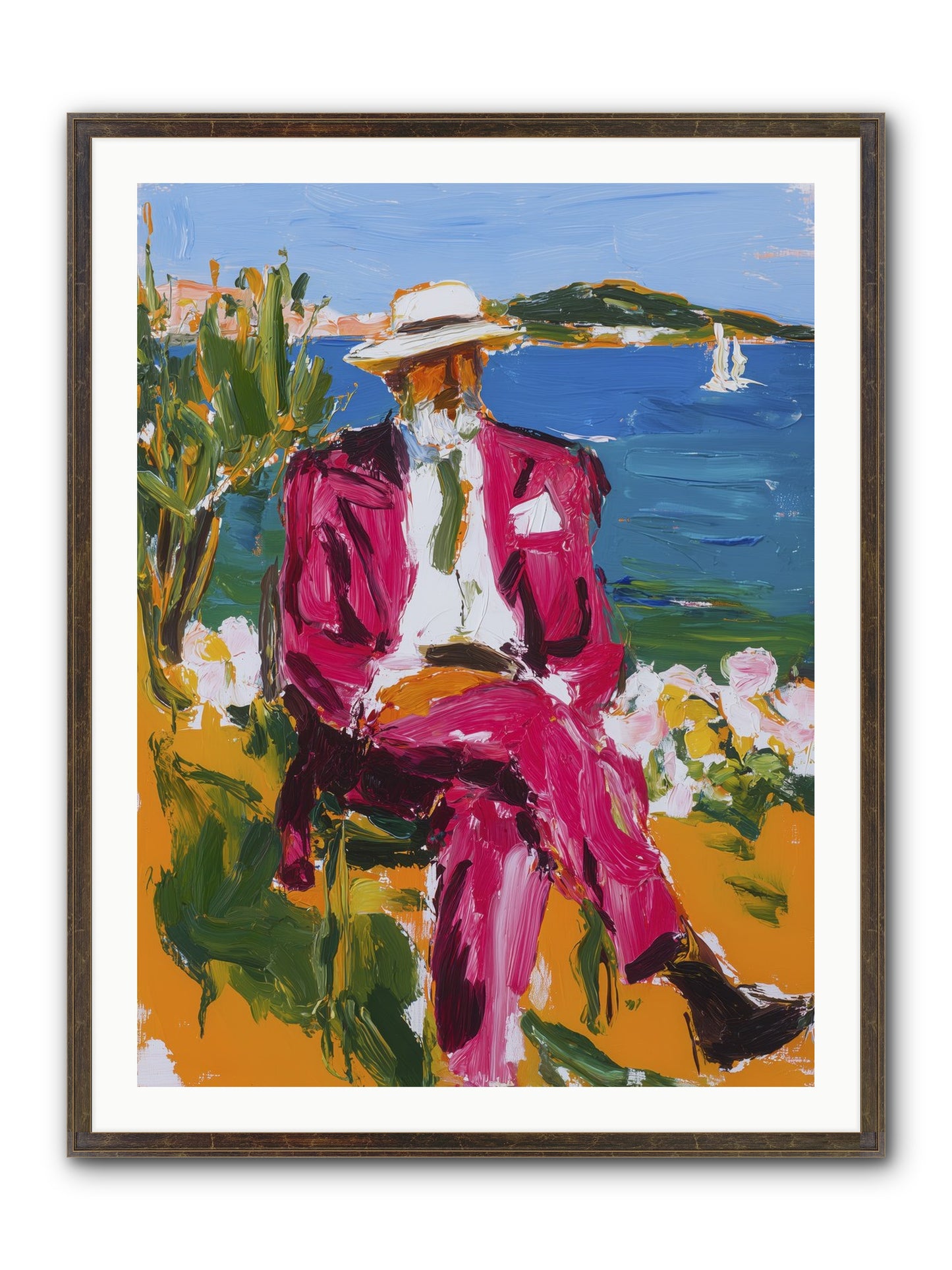 Shore's Meditation Framed Print - Slimwoods Black/Gold 30x40